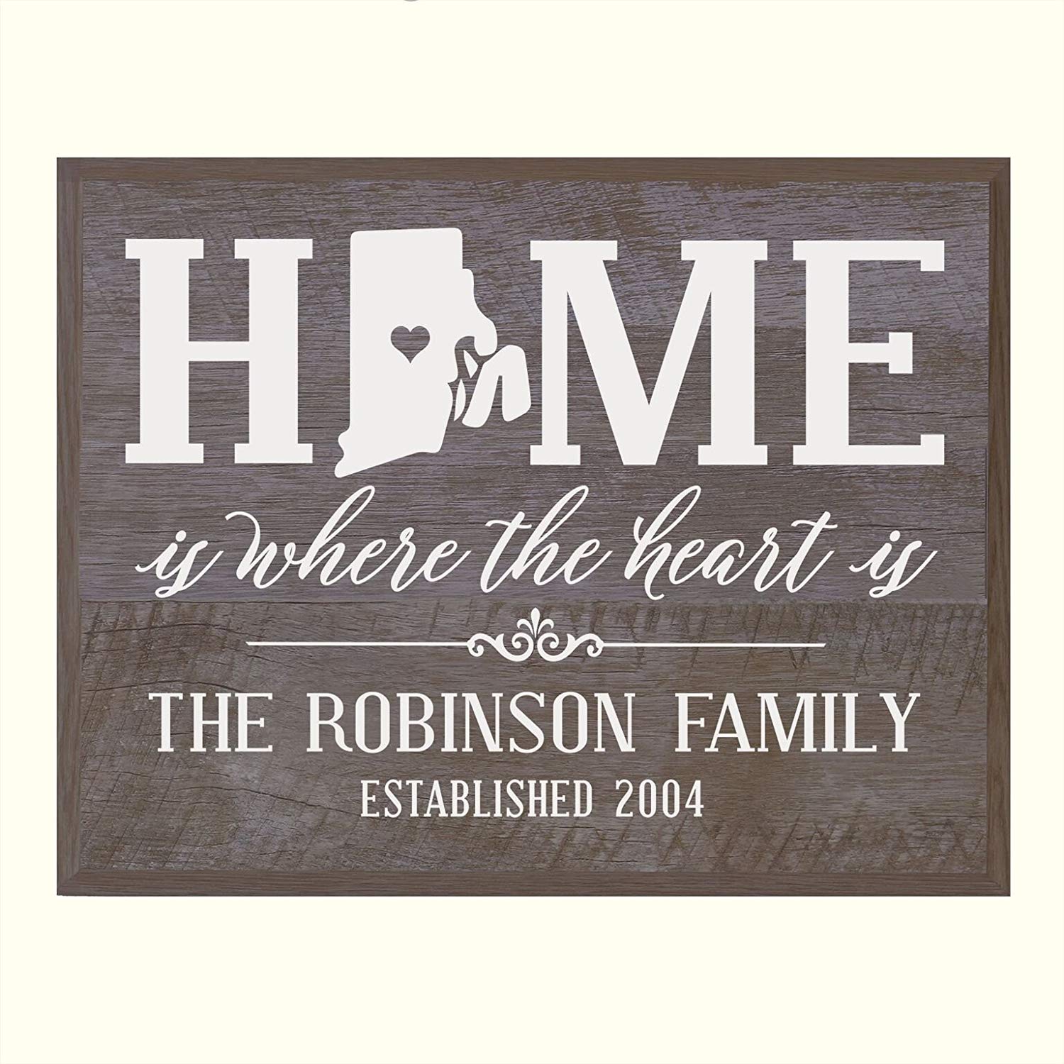 Personalized Rhode Island State Home is Where the heart is Sign - LifeSong Milestones