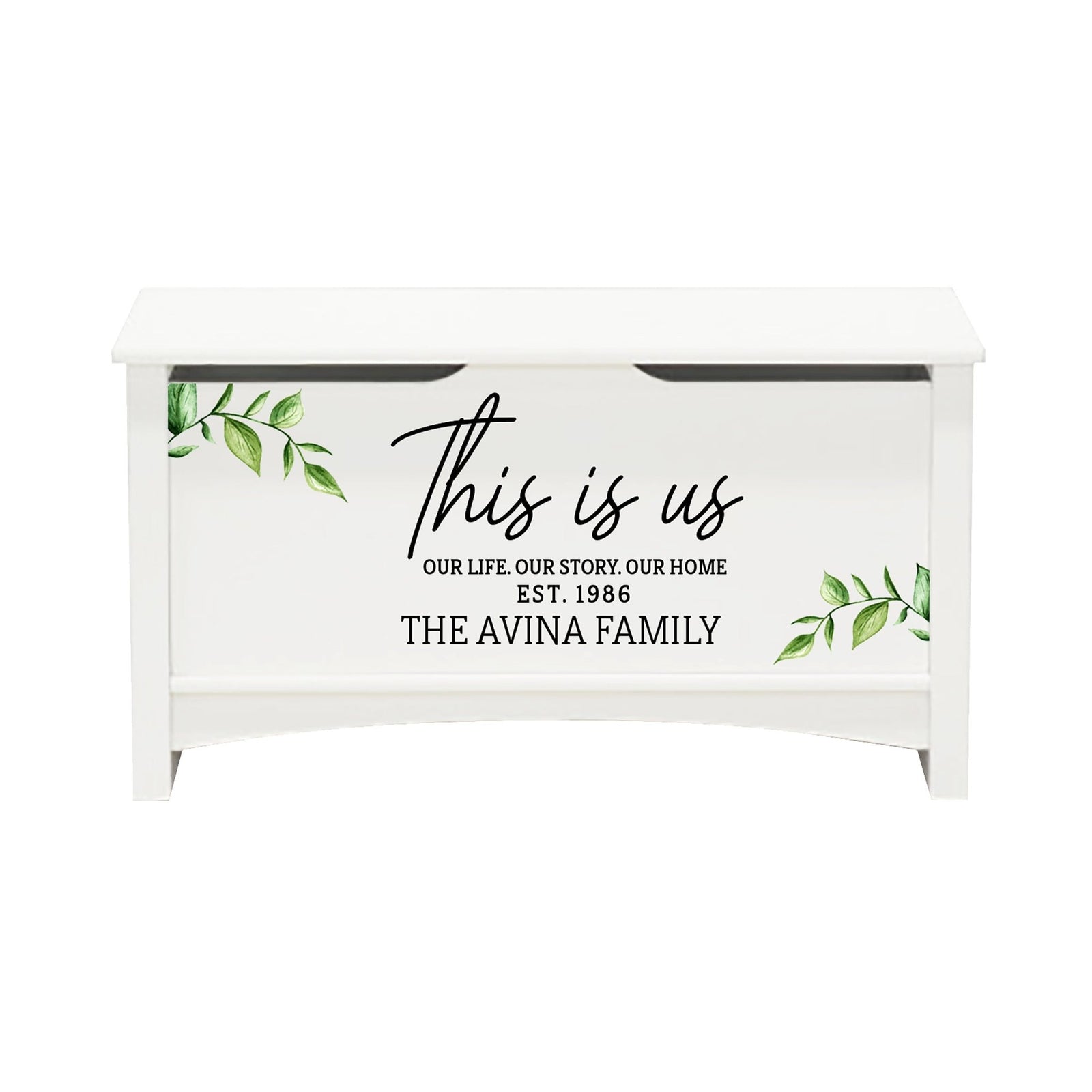 Personalized Room Organizer Toy Blanket Storage Chest Box - (FAMILY) - LifeSong Milestones