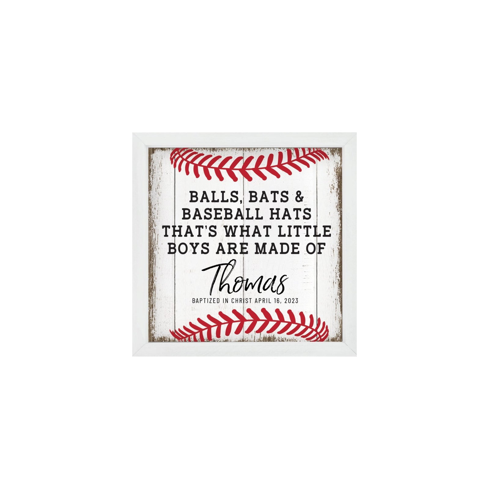 Personalized Rustic Wooden Baseball Shadow Box Shelf Décor With Inspiring Bible Verses - Balls, Bats, & Baseball Hats - LifeSong Milestones