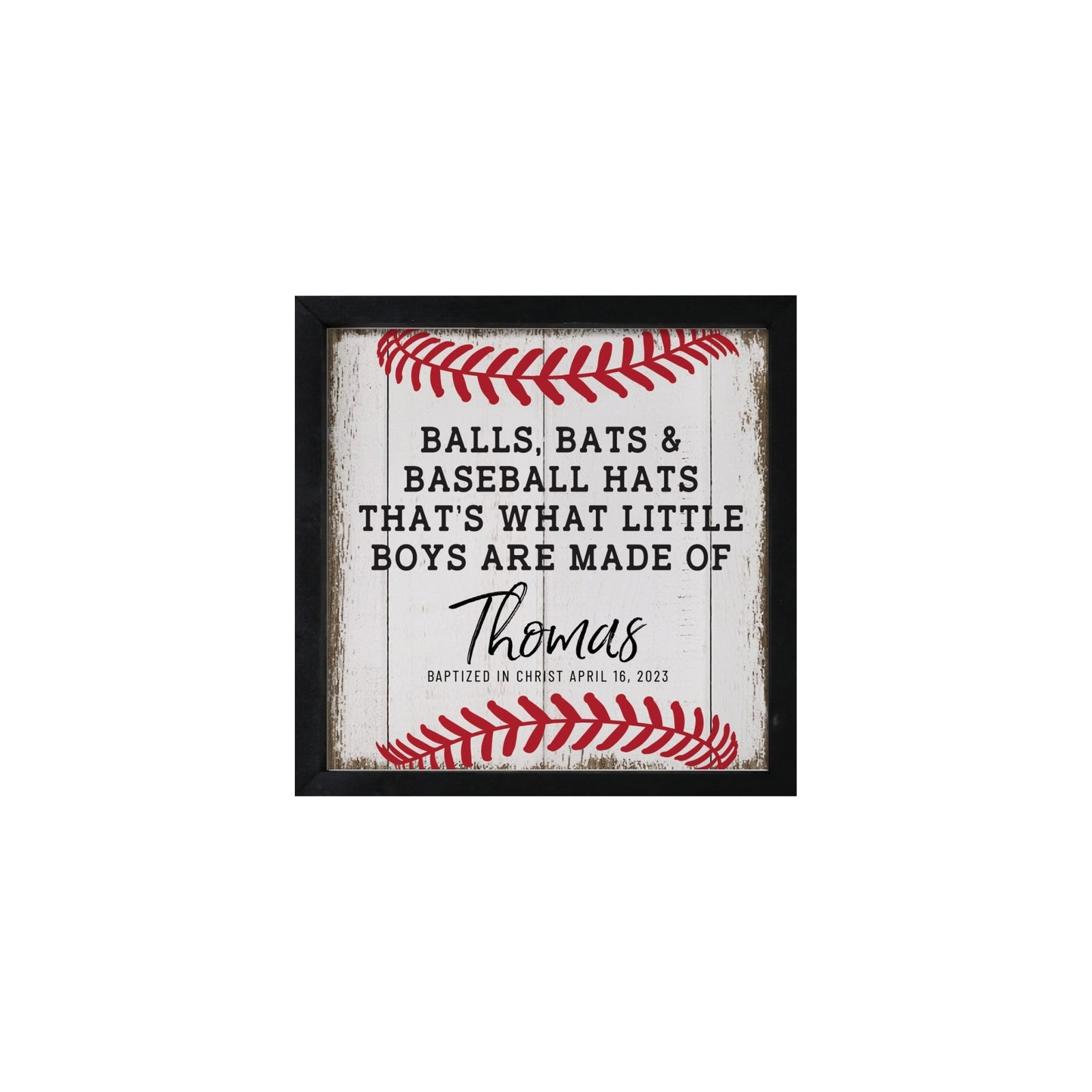Personalized Rustic Wooden Baseball Shadow Box Shelf Décor With Inspiring Bible Verses - Balls, Bats, & Baseball Hats - LifeSong Milestones