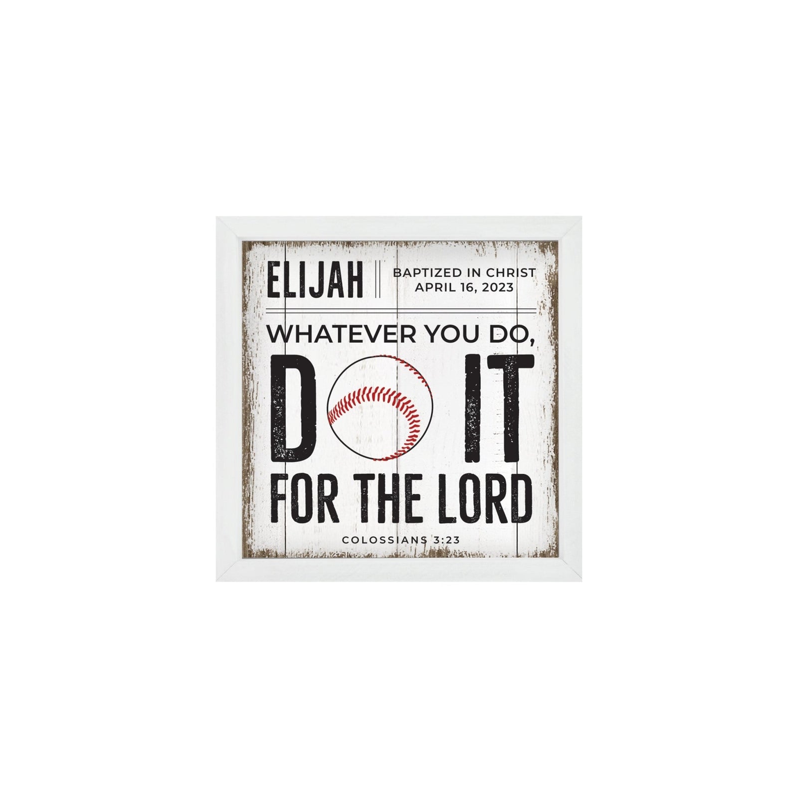 Personalized Rustic Wooden Baseball Shadow Box Shelf Décor With Inspiring Bible Verses - Do It - LifeSong Milestones