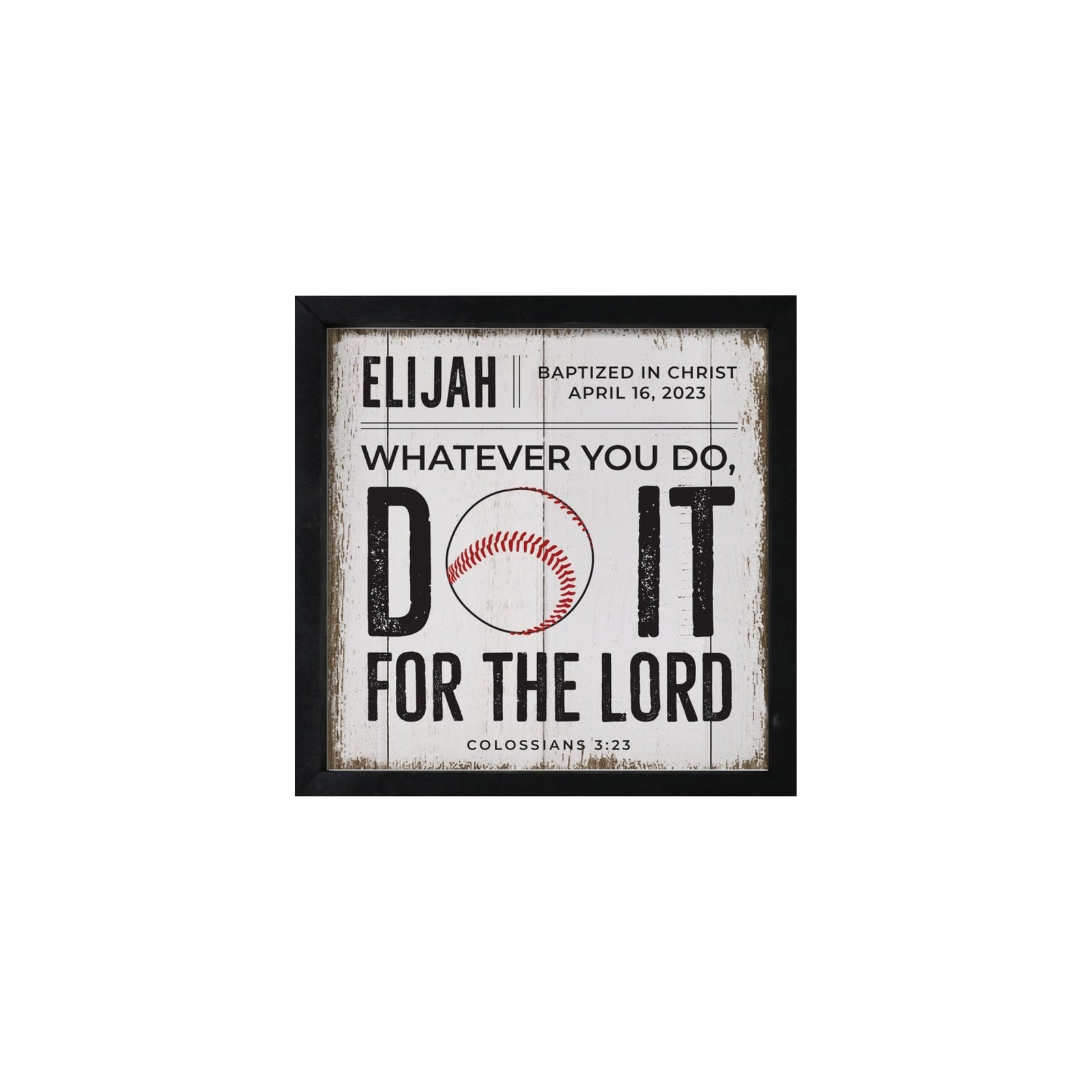 Personalized Rustic Wooden Baseball Shadow Box Shelf Décor With Inspiring Bible Verses - Do It - LifeSong Milestones