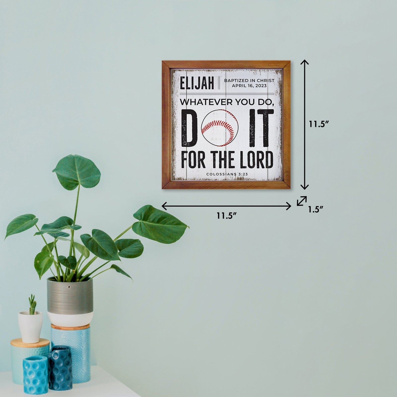 Personalized Rustic Wooden Baseball Shadow Box Shelf Décor With Inspiring Bible Verses - Do It - LifeSong Milestones