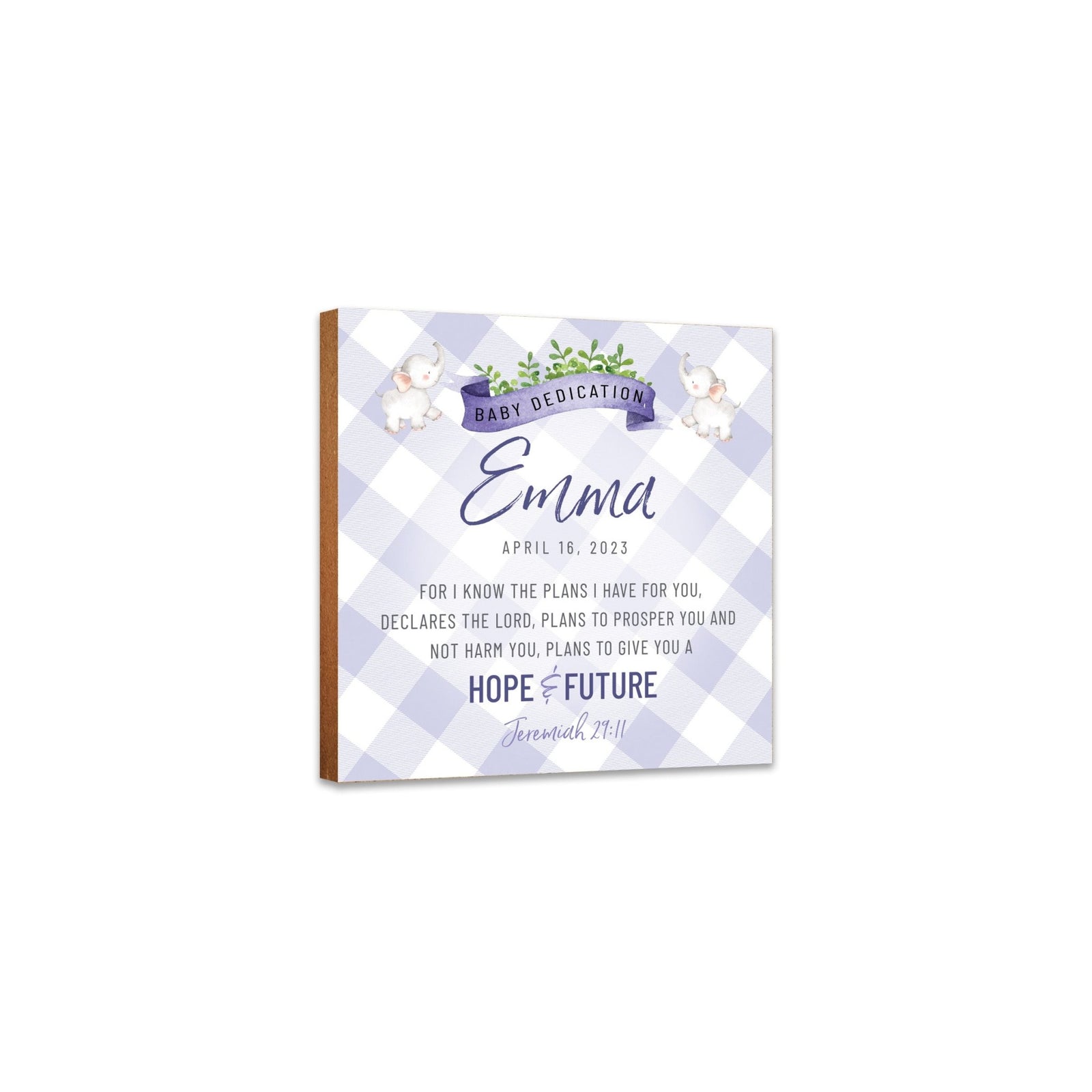 Personalized Shelf Décor and Tabletop Signs for Baby Dedication - LifeSong Milestones