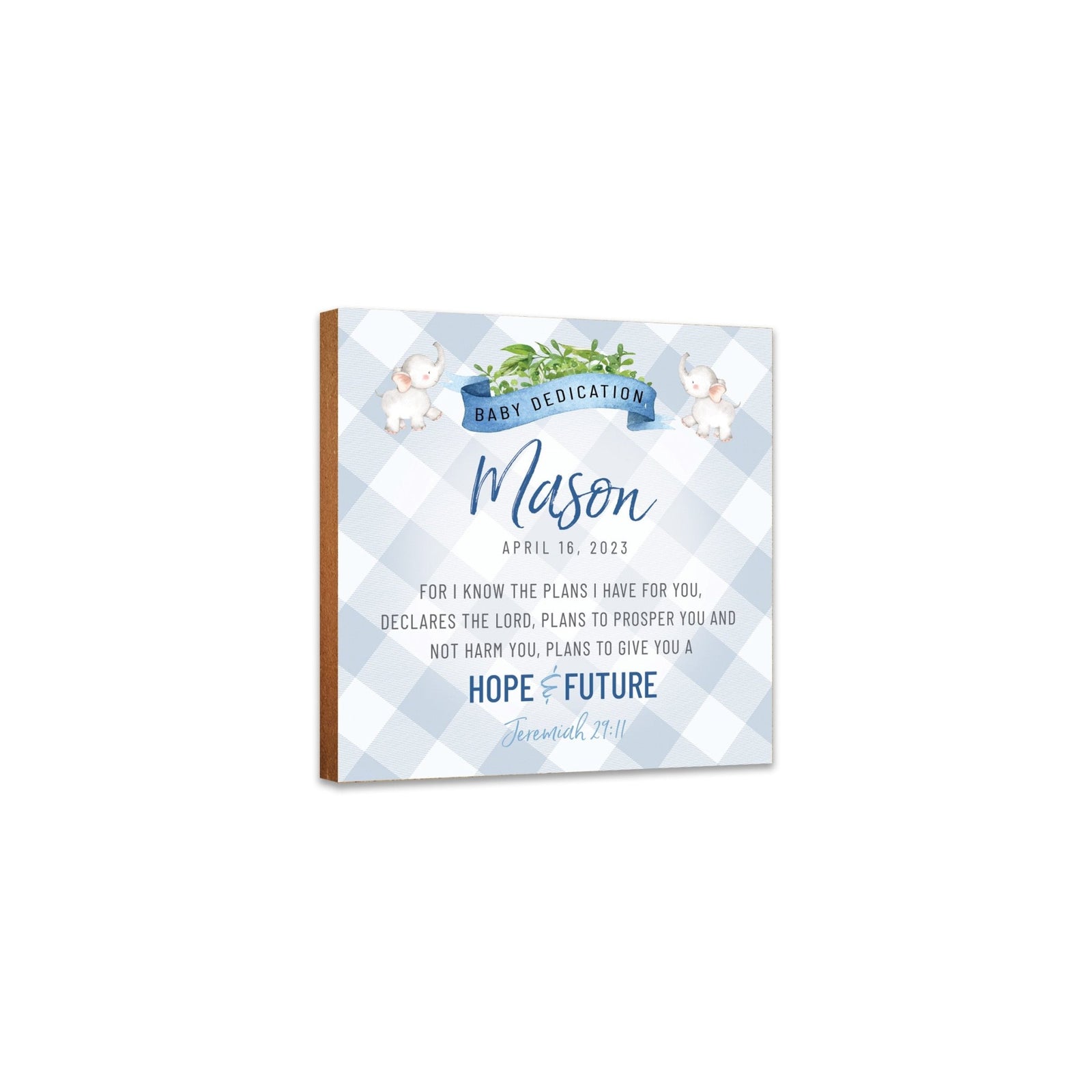 Personalized Shelf Décor and Tabletop Signs for Baby Dedication - LifeSong Milestones