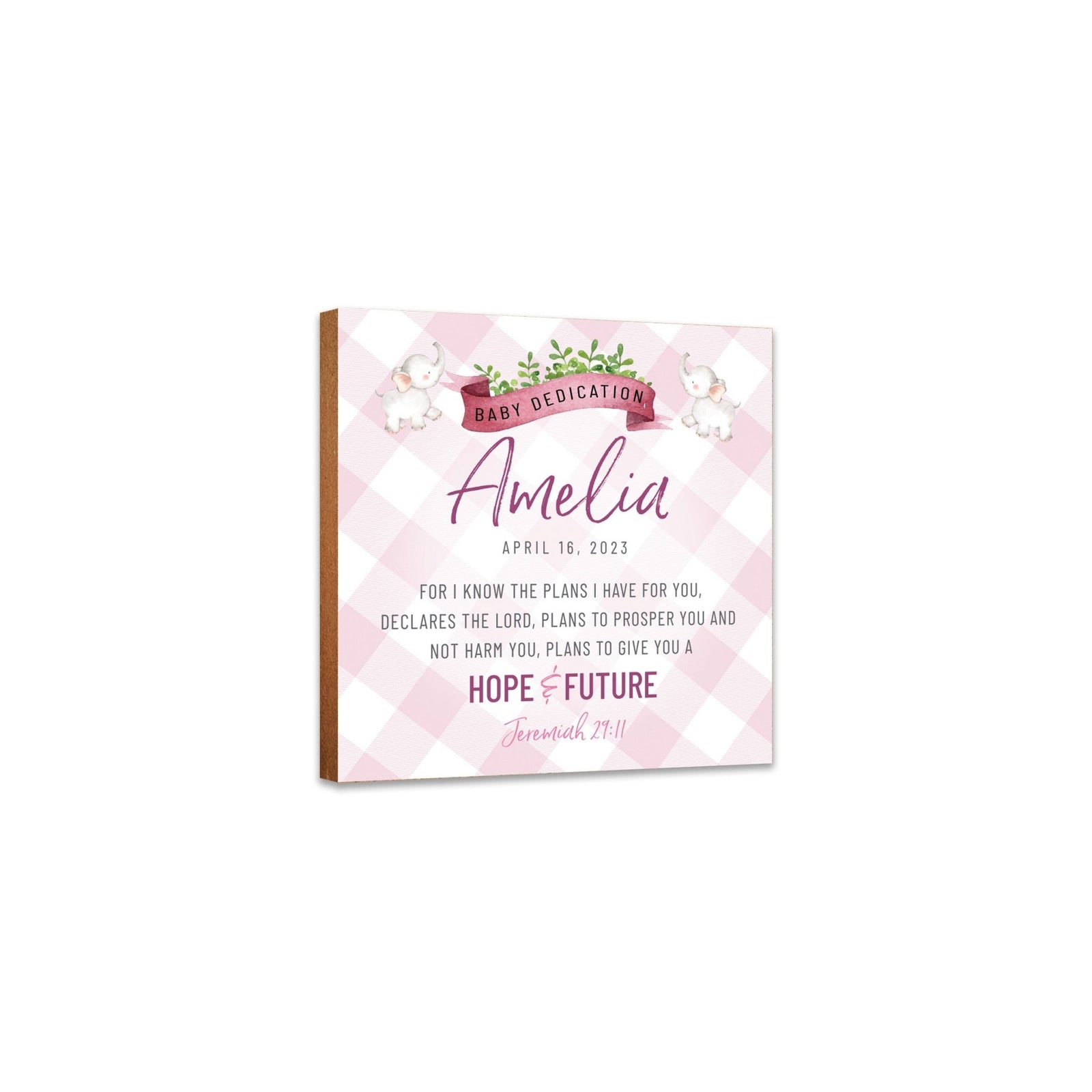 Personalized Shelf Décor and Tabletop Signs for Baby Dedication - LifeSong Milestones