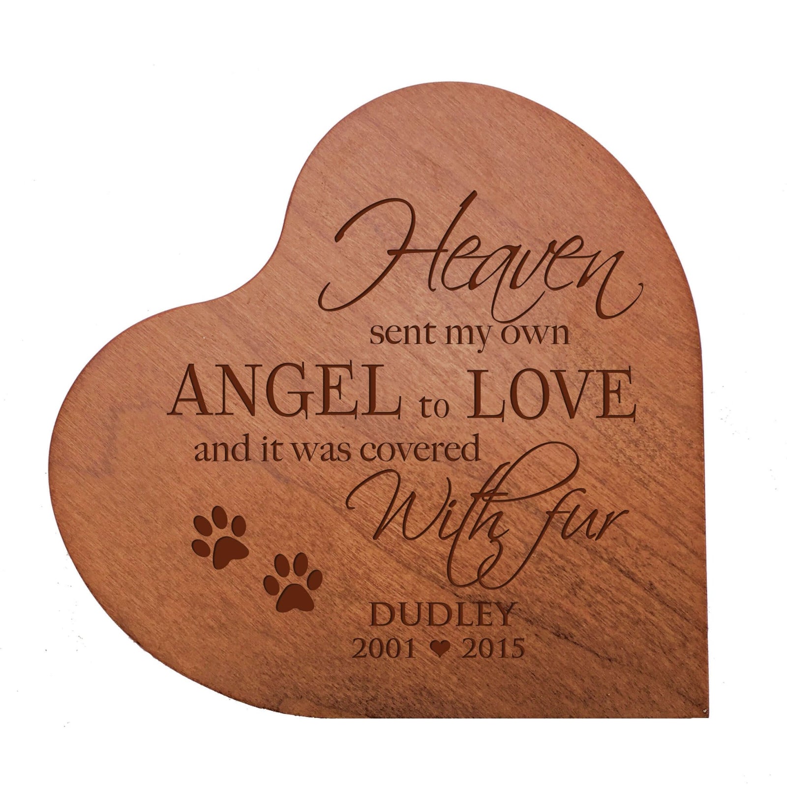 Personalized Dog or Cat Engraved Wooden Heart Shaped Cremation Urn For Pet Ashes