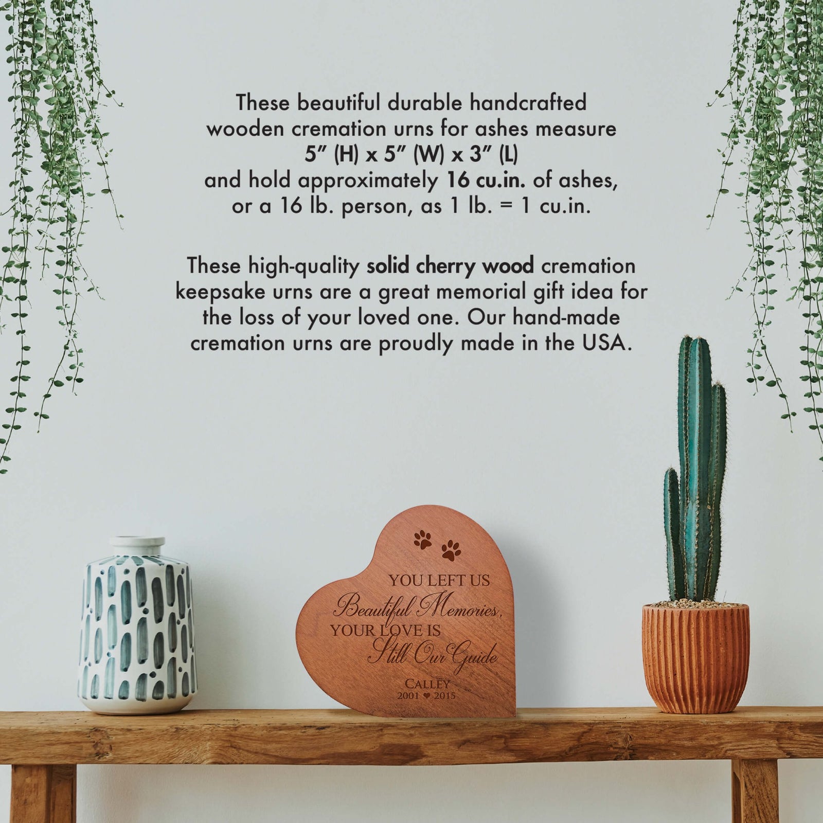 Customizable Engraved Small Heart Shaped Keepsake Urn For Pet Ashes