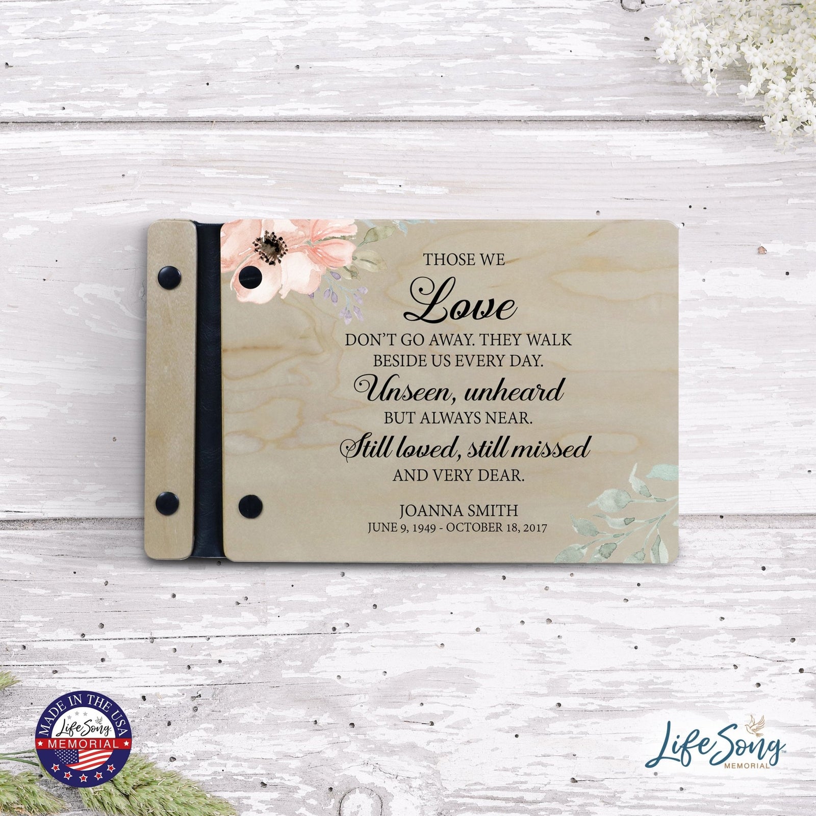 Personalized Small Wooden Memorial Guestbook 9.375x6 - Those We Love - LifeSong Milestones
