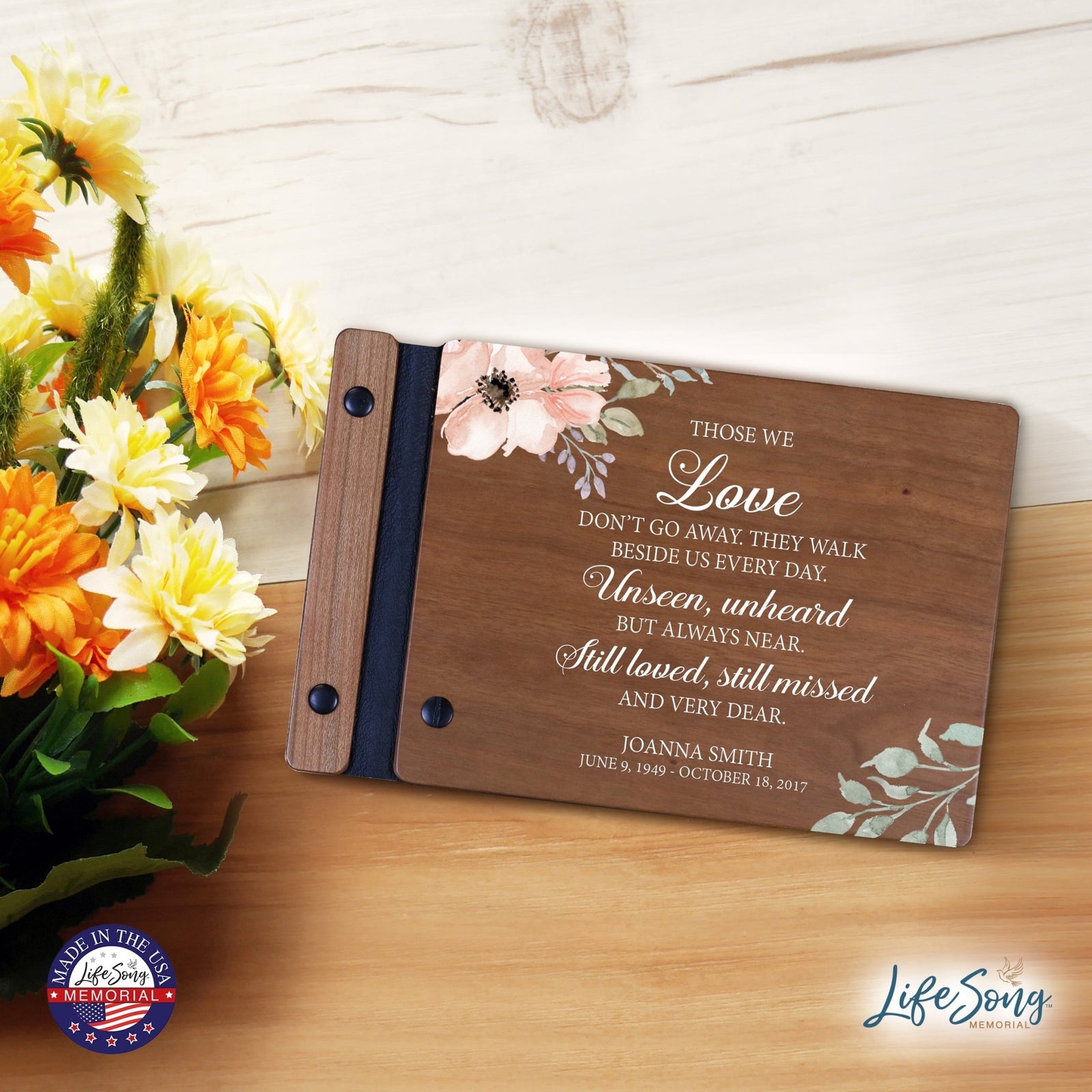 Personalized Small Wooden Memorial Guestbook 9.375x6 - Those We Love - LifeSong Milestones