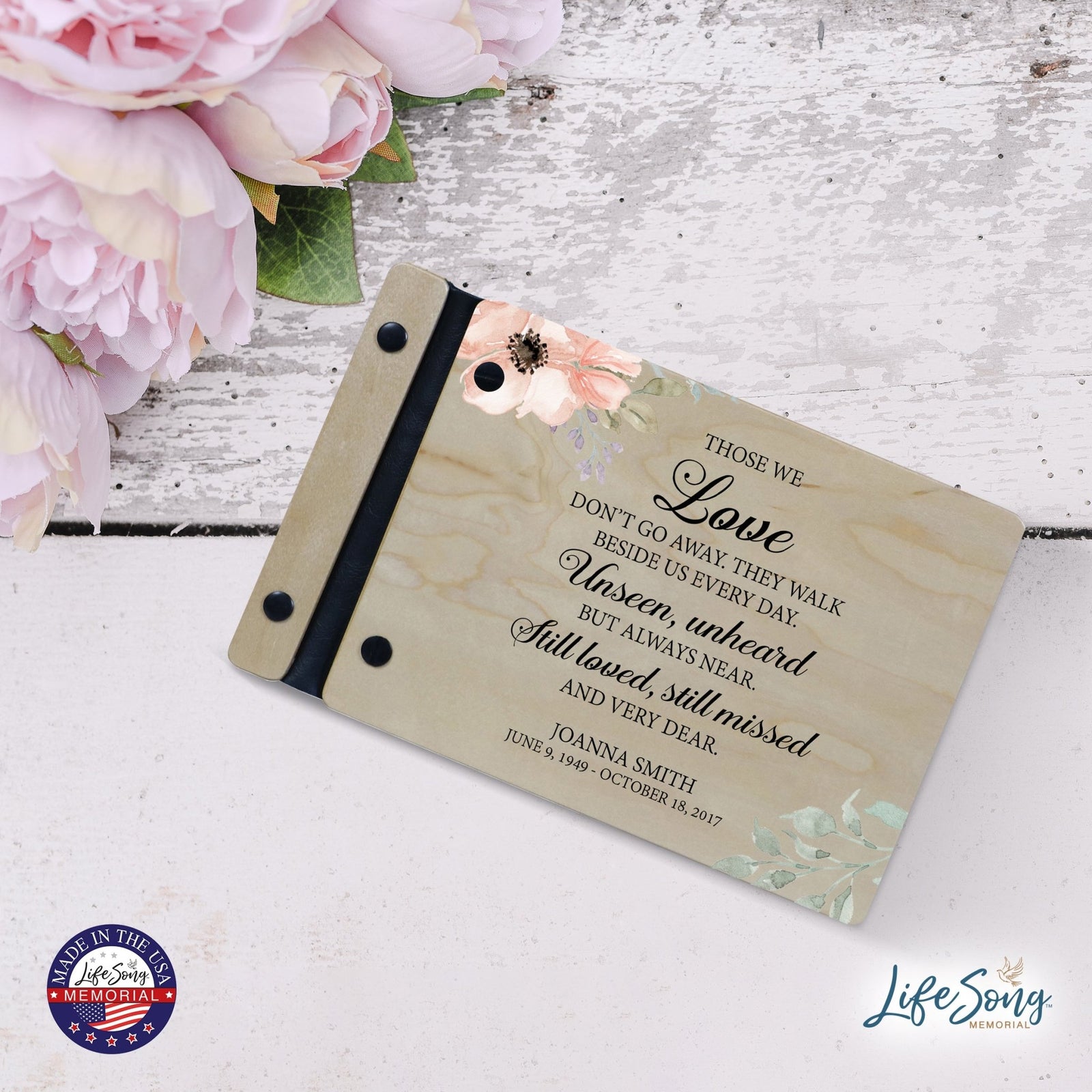 Personalized Small Wooden Memorial Guestbook 9.375x6 - Those We Love - LifeSong Milestones