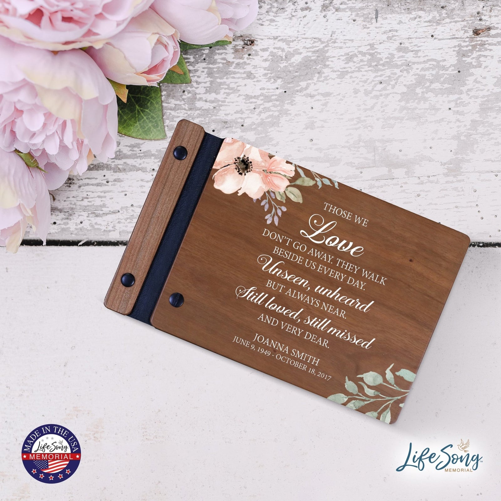 Personalized Small Wooden Memorial Guestbook 9.375x6 - Those We Love - LifeSong Milestones