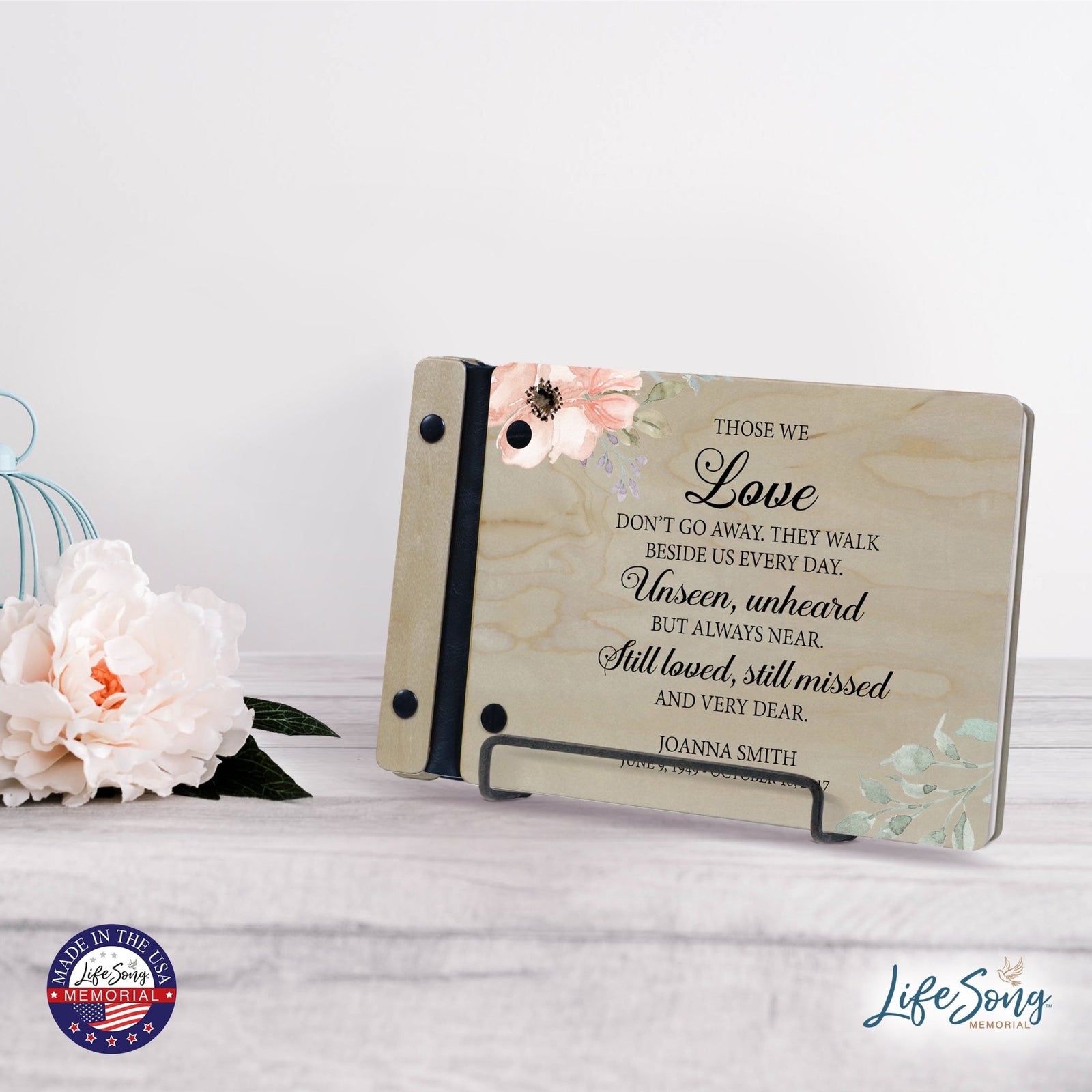 Personalized Small Wooden Memorial Guestbook 9.375x6 - Those We Love - LifeSong Milestones