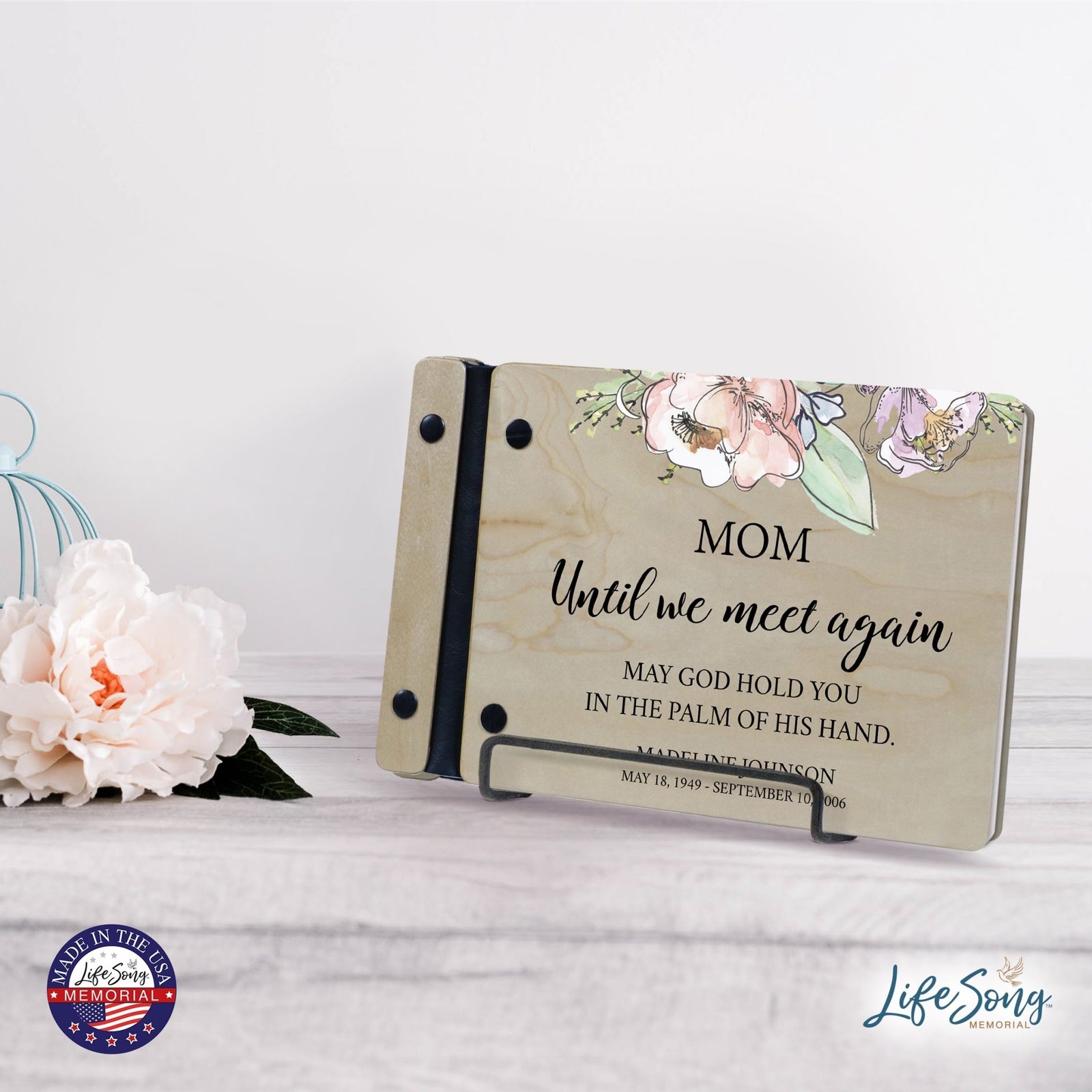 Personalized Small Wooden Memorial Guestbook 9.375x6 - Until We Meet Again (Ivory) - LifeSong Milestones