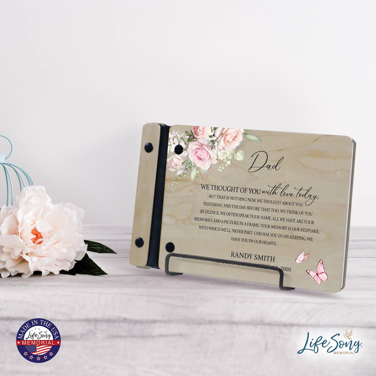 Personalized Small Wooden Memorial Guestbook 9.375x6 - We Thought Of You (Ivory) - LifeSong Milestones