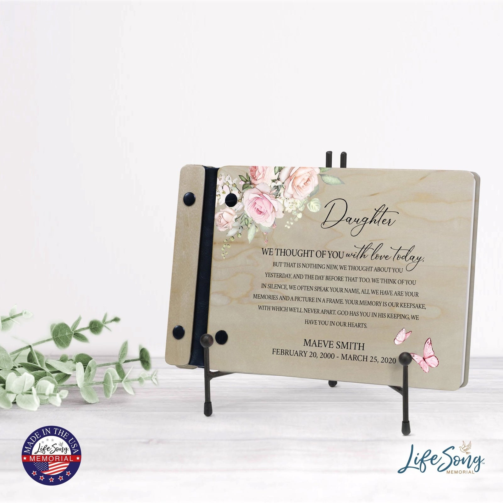 Personalized Small Wooden Memorial Guestbook 9.375x6 - We Thought Of You (Ivory) - LifeSong Milestones