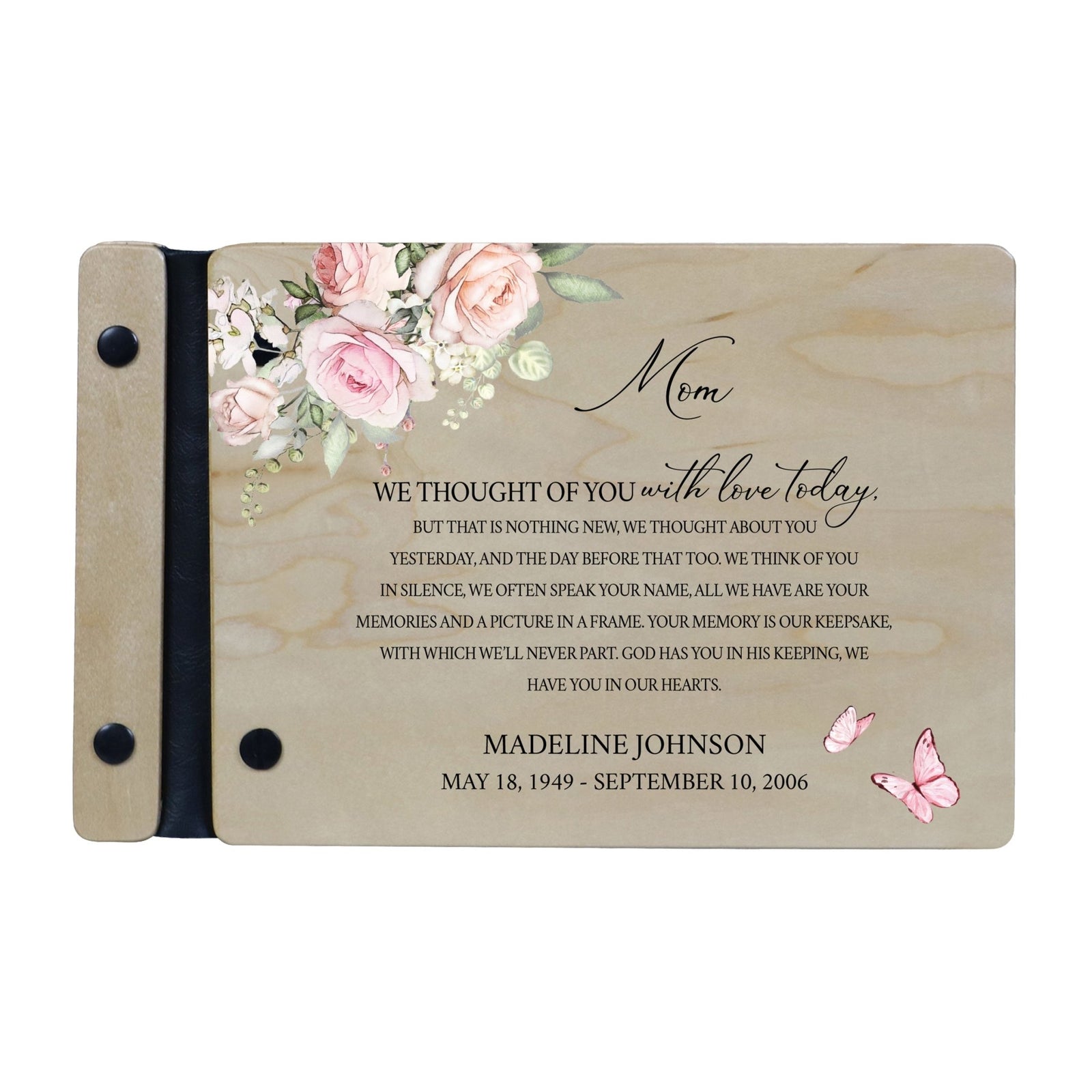 Personalized Small Wooden Memorial Guestbook 9.375x6 - We Thought Of You (Ivory) - LifeSong Milestones