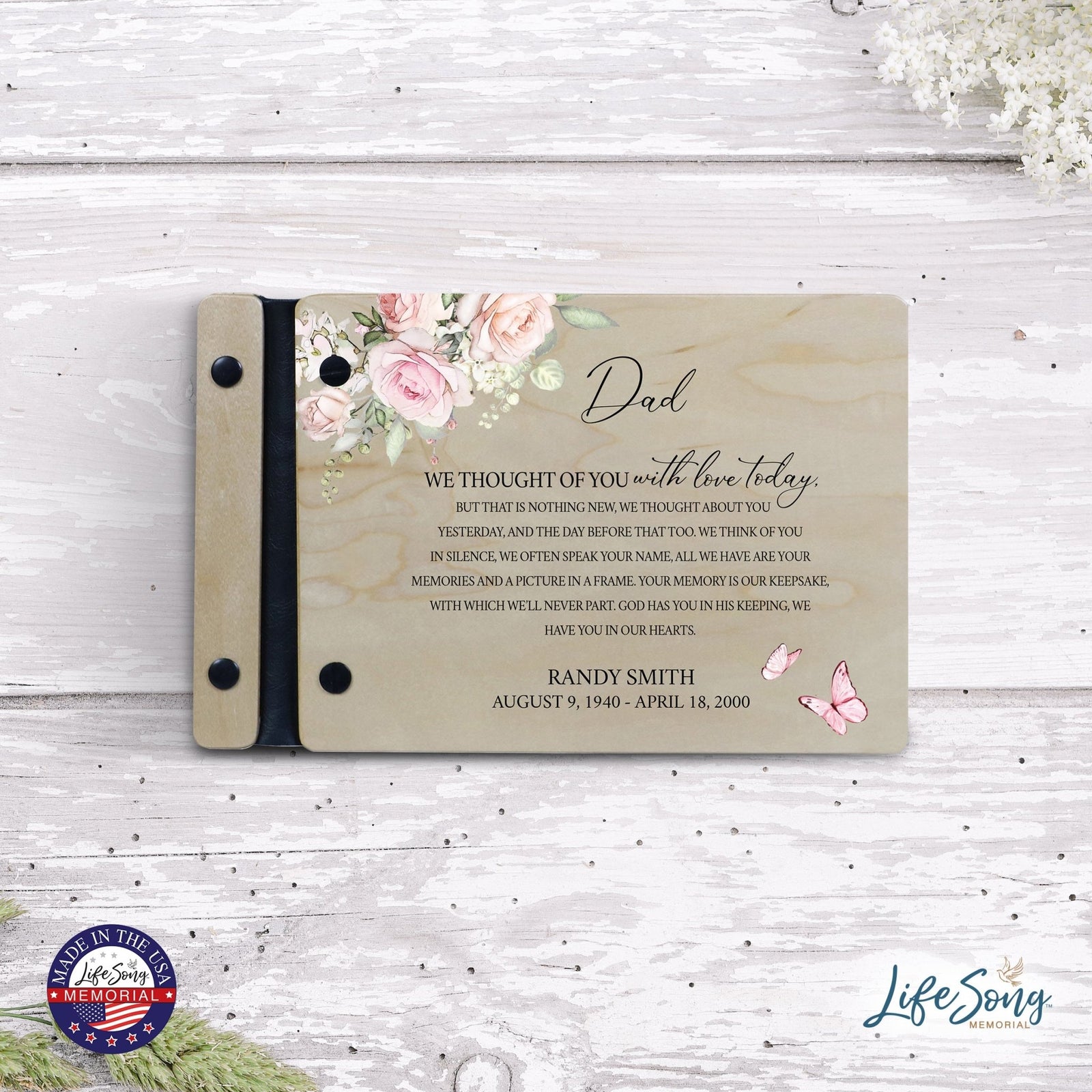 Personalized Small Wooden Memorial Guestbook 9.375x6 - We Thought Of You (Ivory) - LifeSong Milestones