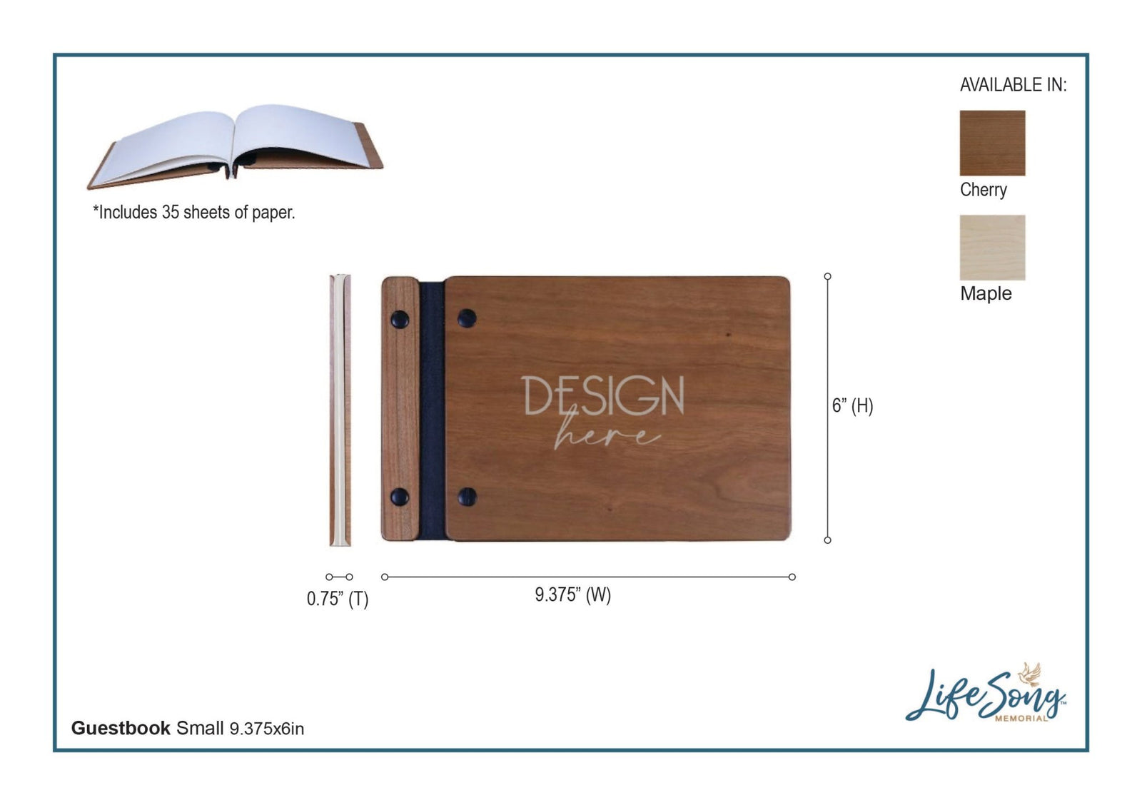 Personalized Small Wooden Memorial Guestbook 9.375x6 - We Thought Of You (Ivory) - LifeSong Milestones