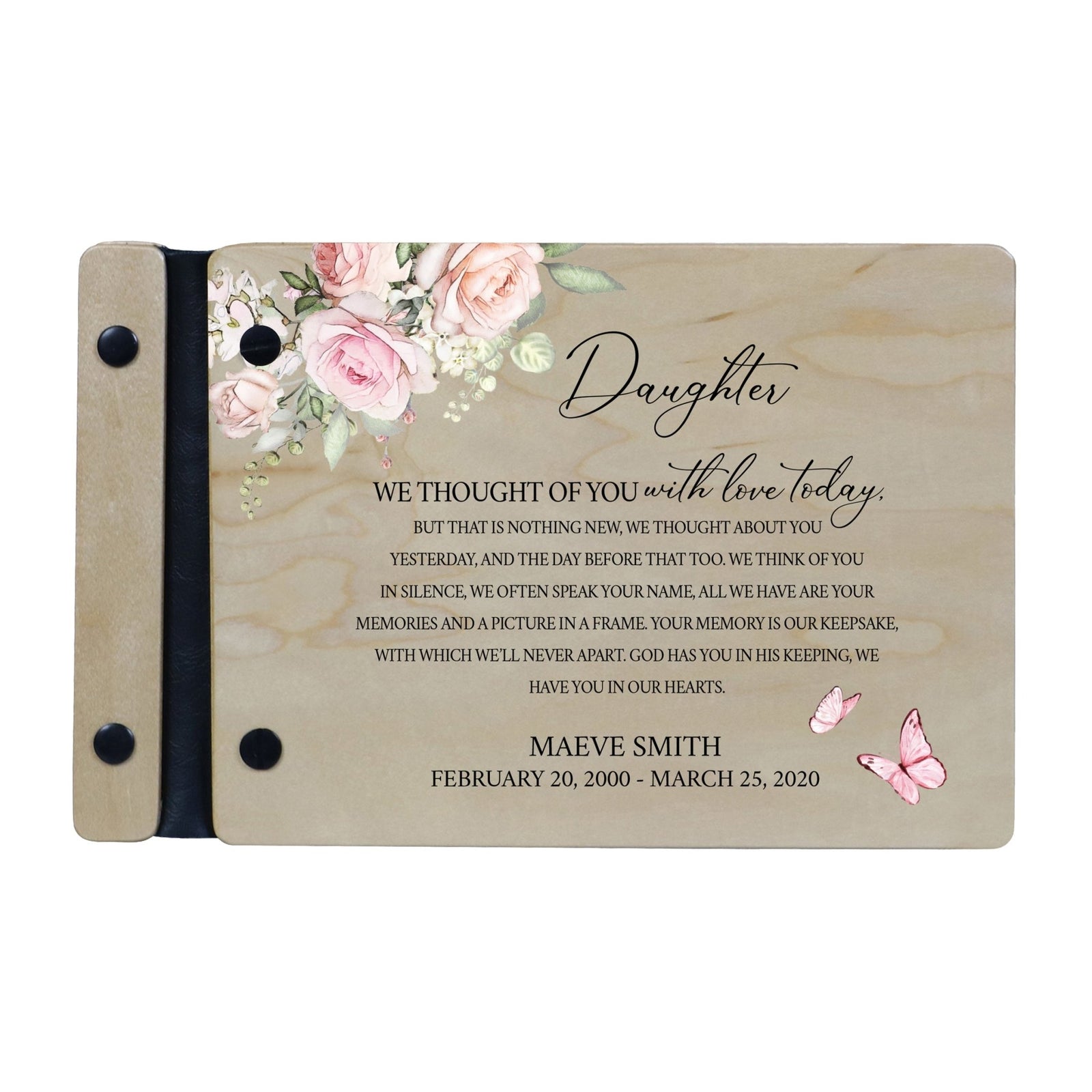 Personalized Small Wooden Memorial Guestbook 9.375x6 - We Thought Of You (Ivory) - LifeSong Milestones