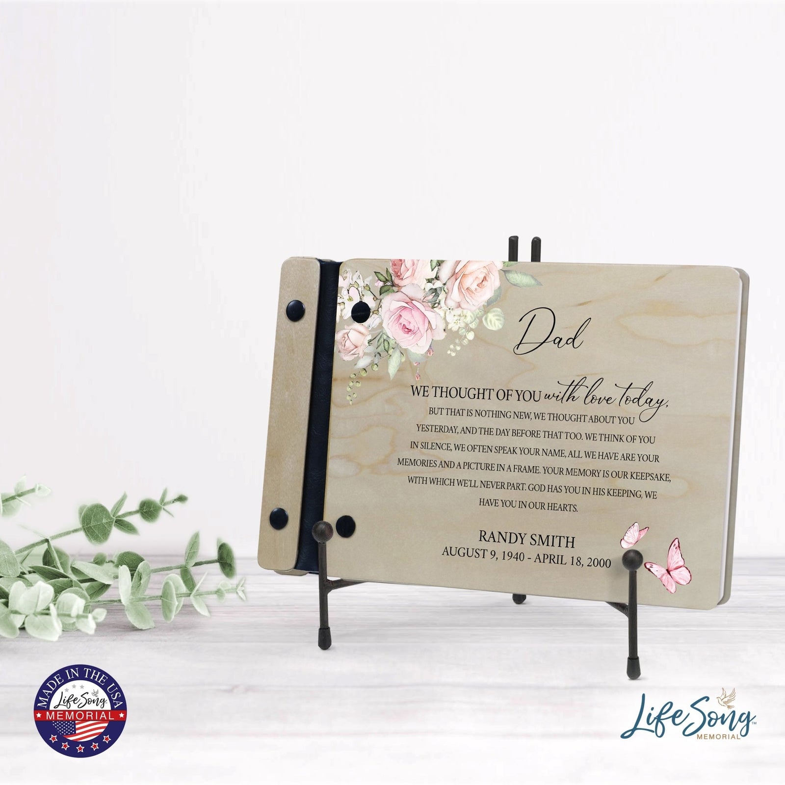 Personalized Small Wooden Memorial Guestbook 9.375x6 - We Thought Of You (Ivory) - LifeSong Milestones