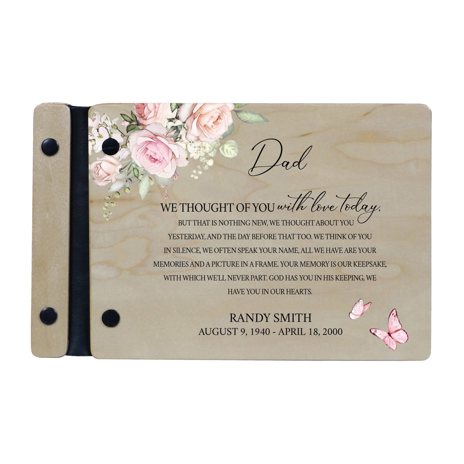 Personalized Small Wooden Memorial Guestbook 9.375x6 - We Thought Of You (Ivory) - LifeSong Milestones