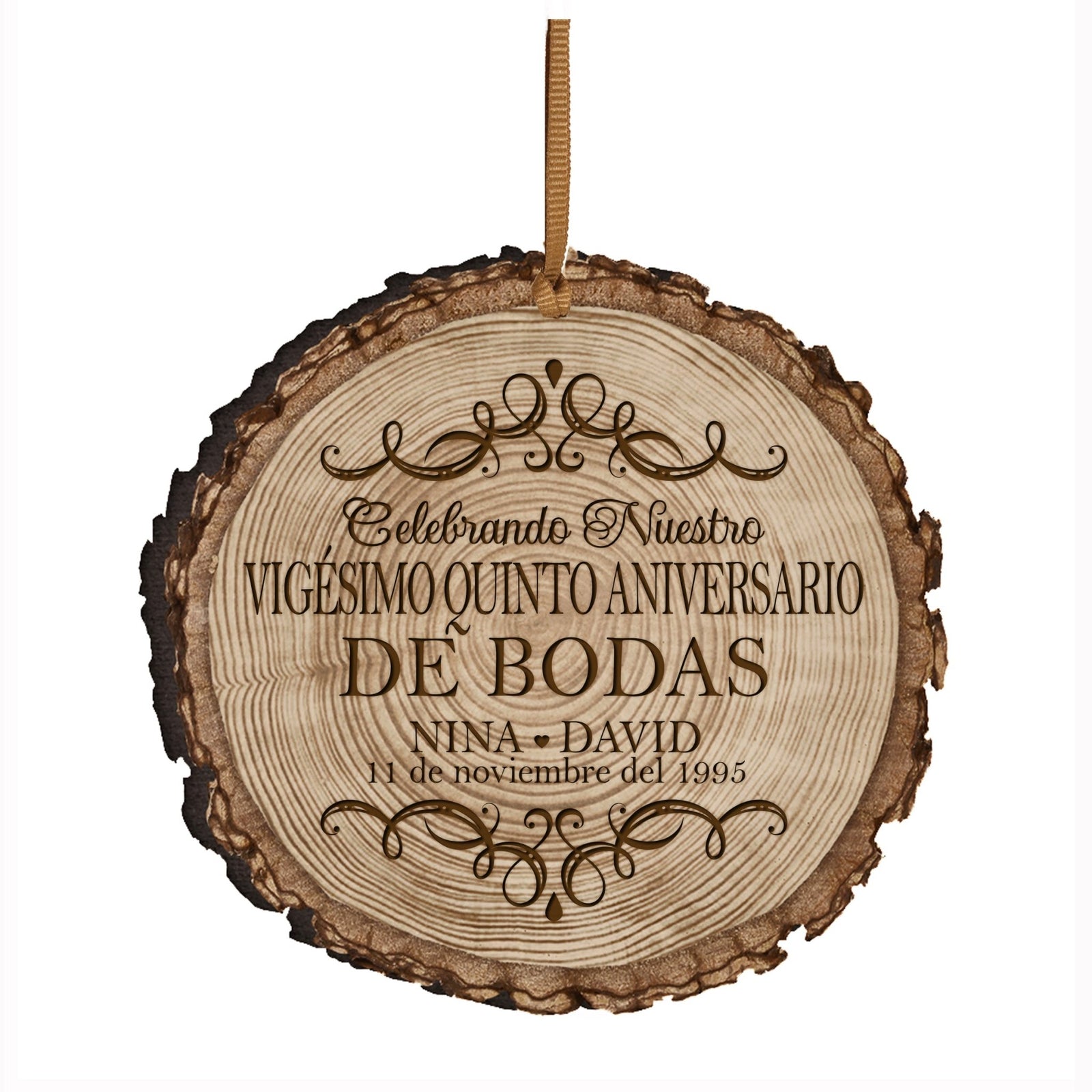 Personalized Spanish 25th Wedding Anniversary Ornament Gift for Couple - LifeSong Milestones