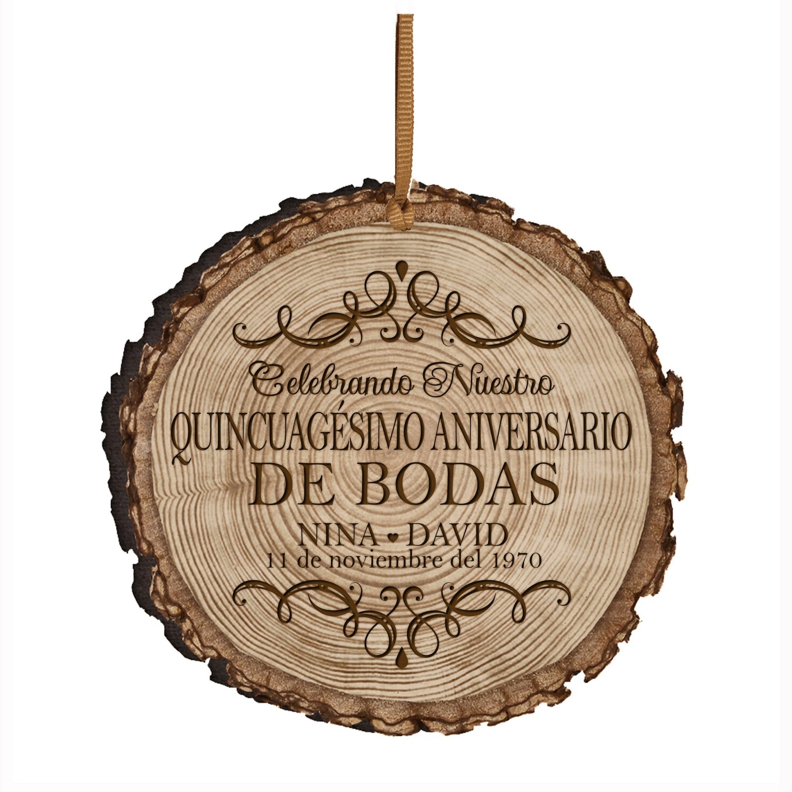 Personalized Spanish 50th Wedding Anniversary Ornament Gift for Couple - LifeSong Milestones