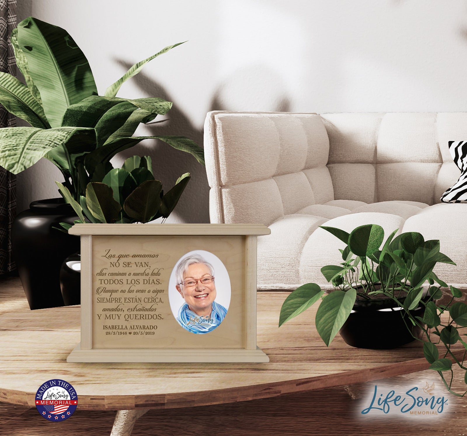 Personalized Spanish Verse Oval Photo Urn - Those Who We Love - LifeSong Milestones