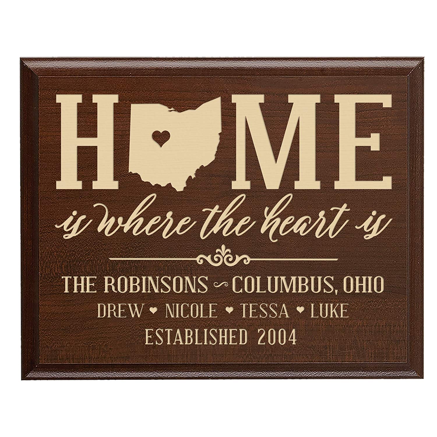 Personalized State Wall Plaque with Names and Est. Year - Ohio - LifeSong Milestones