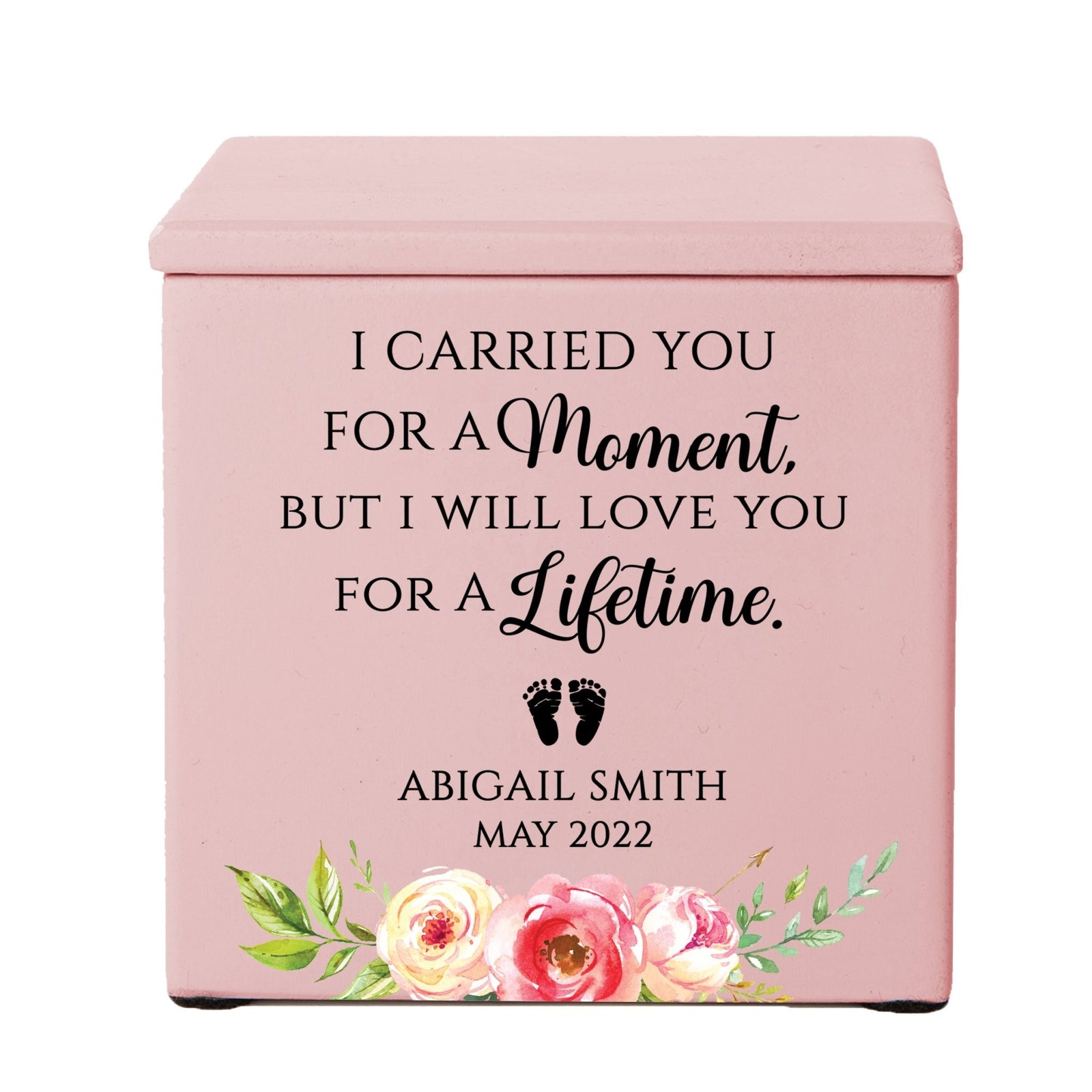 Personalized Still Born Infant Wooden Cremation Urn - I Carried You - LifeSong Milestones