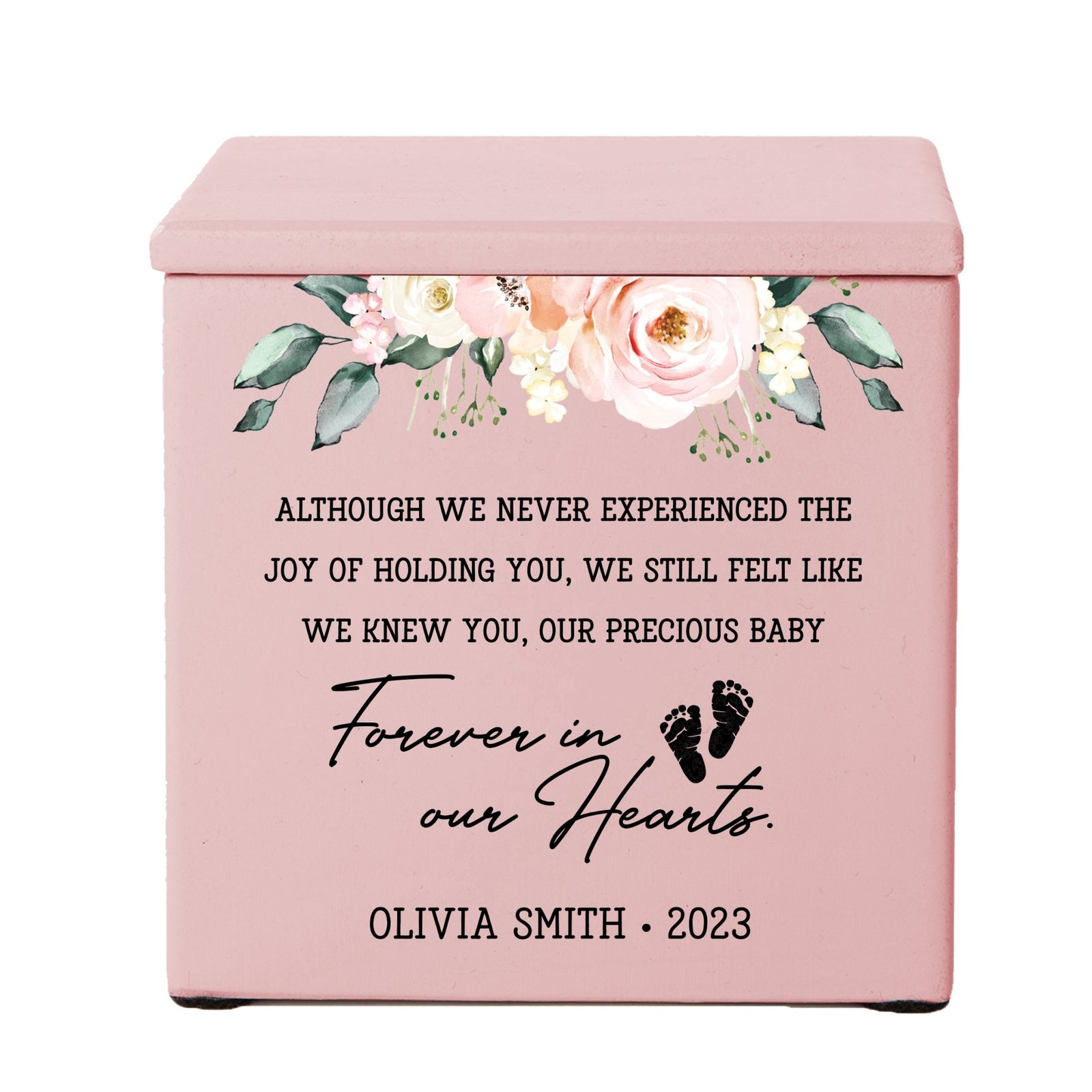 Personalized Still Born Infant Wooden Memorial Keepsake Urn For Human Ashes - Although We Never Experienced - LifeSong Milestones
