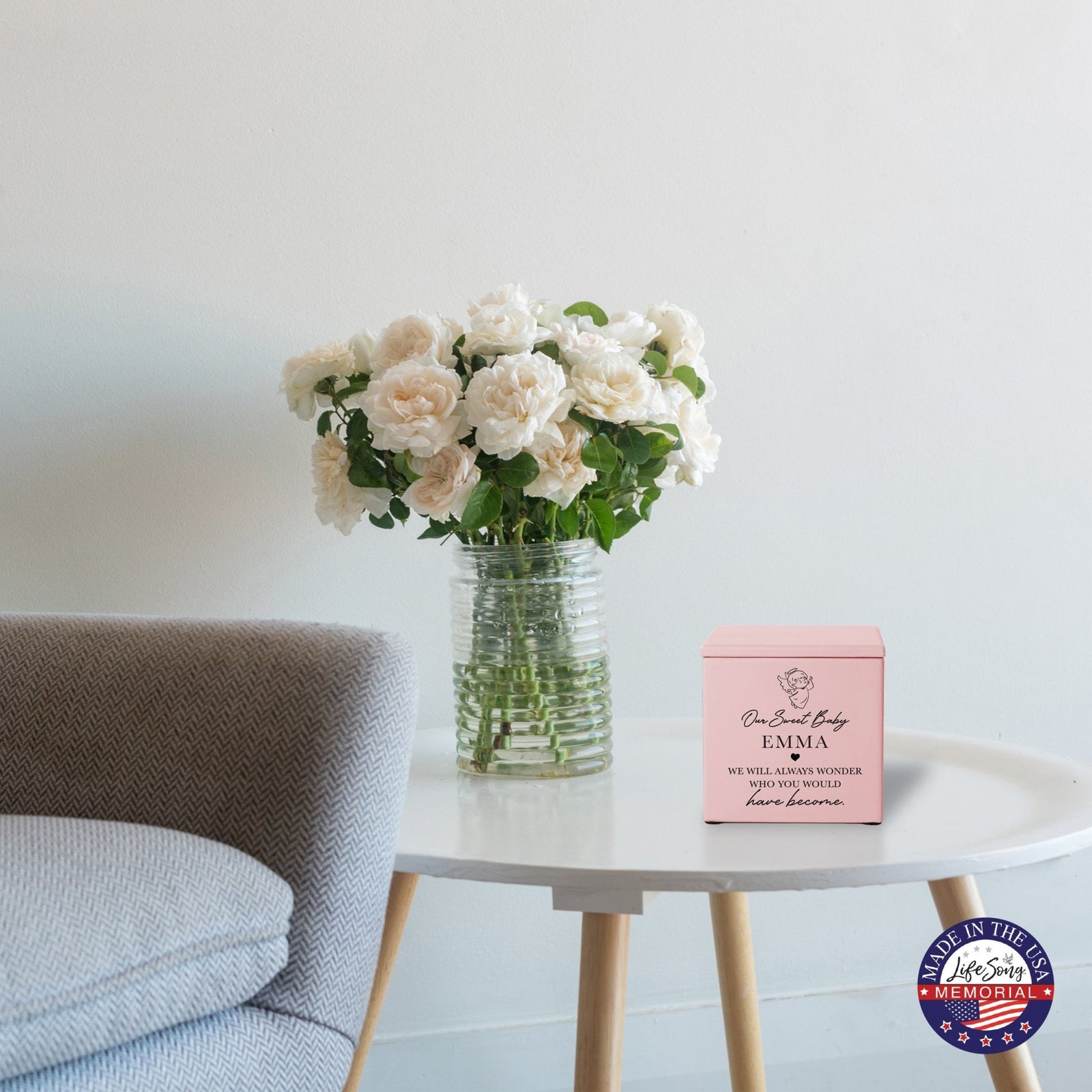 Personalized Still Born Infant Wooden Memorial Keepsake Urn For Human Ashes - Our Sweet Baby 1 - LifeSong Milestones