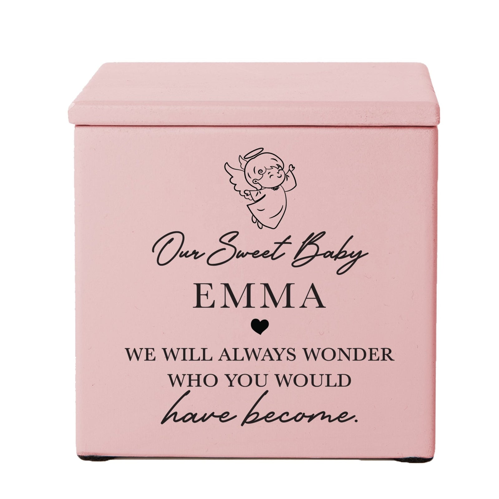 Personalized Still Born Infant Wooden Memorial Keepsake Urn For Human Ashes - Our Sweet Baby 1 - LifeSong Milestones