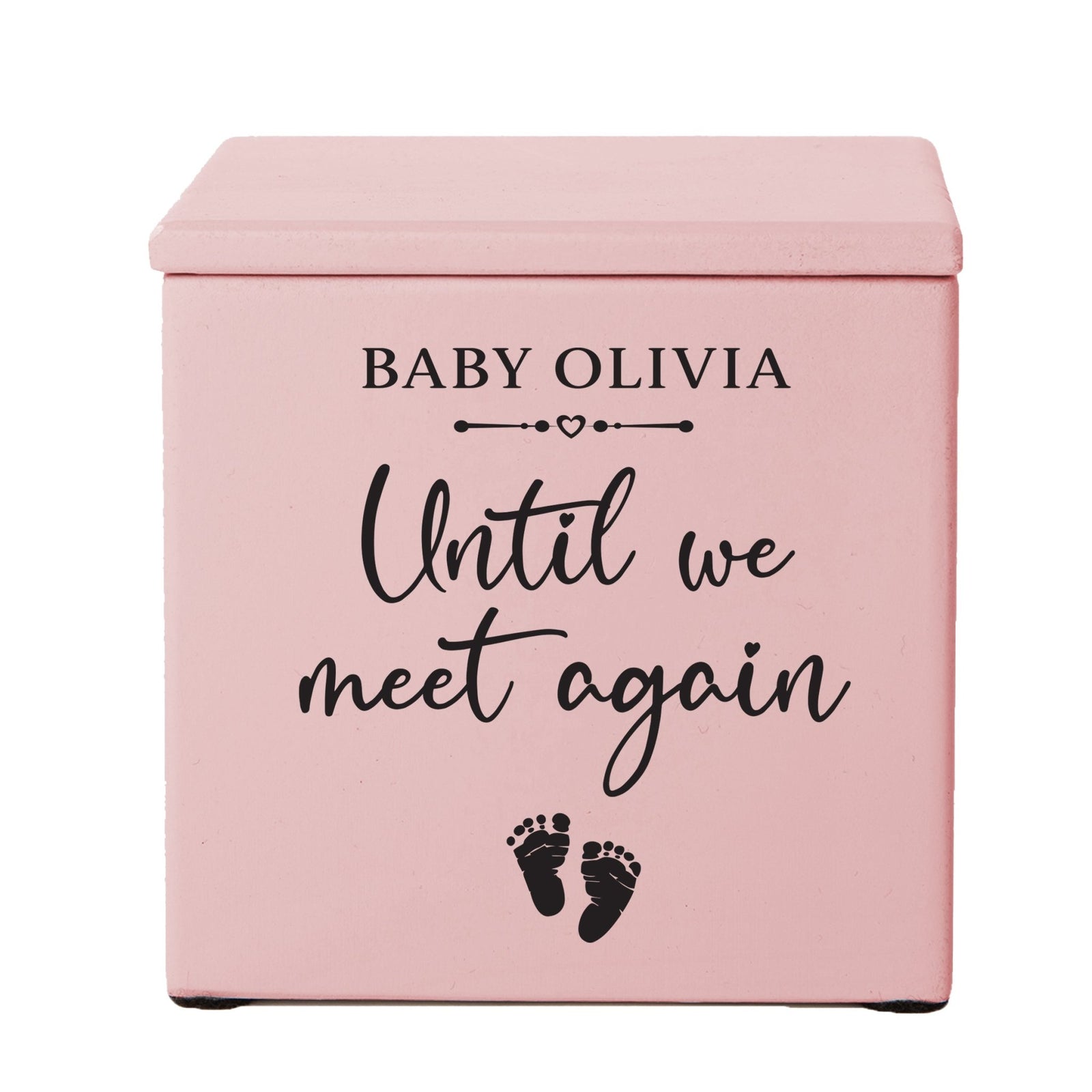 Personalized Still Born Infant Wooden Memorial Keepsake Urn For Human Ashes - Until We Meet Again - LifeSong Milestones