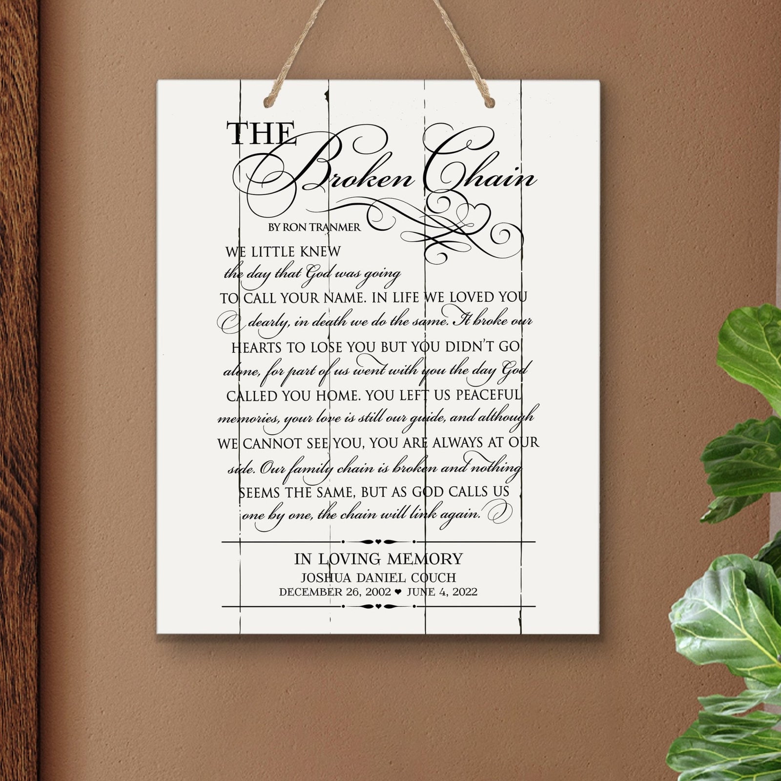 Personalized “The Broken Chain” Vintage-Inspired Wall Hanging Memorial Rope Sign Sympathy Gift Idea - LifeSong Milestones