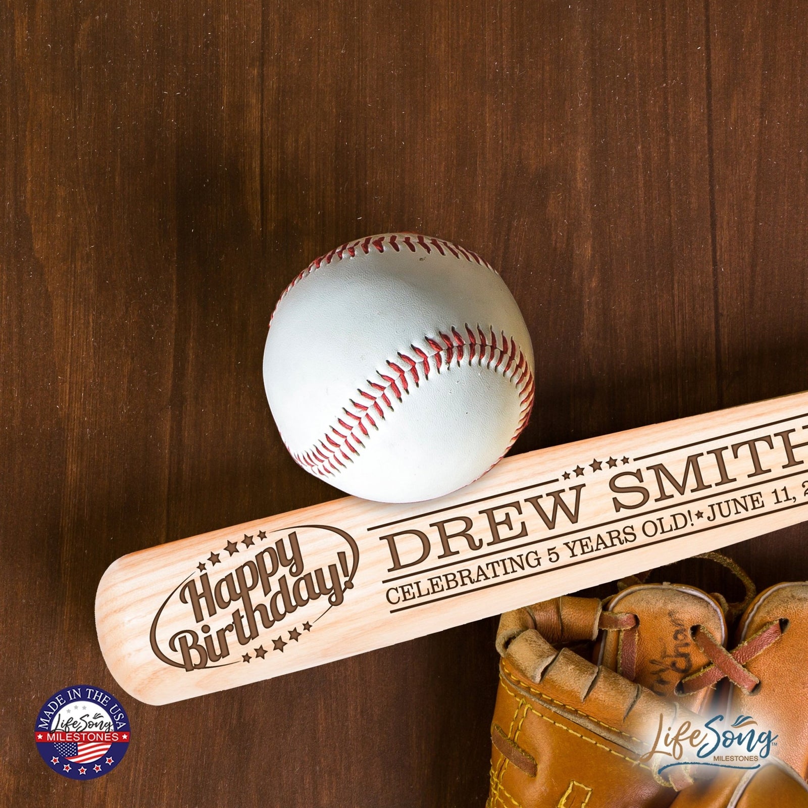 Personalized Unique Birthday Day Décor Baseball Bat Shelf Décor - LifeSong Milestones