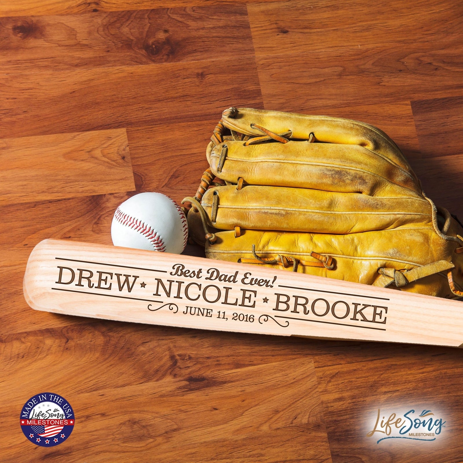 Personalized Unique Father's Day Décor Baseball Bat Shelf Décor - Best Dad Ever! - LifeSong Milestones