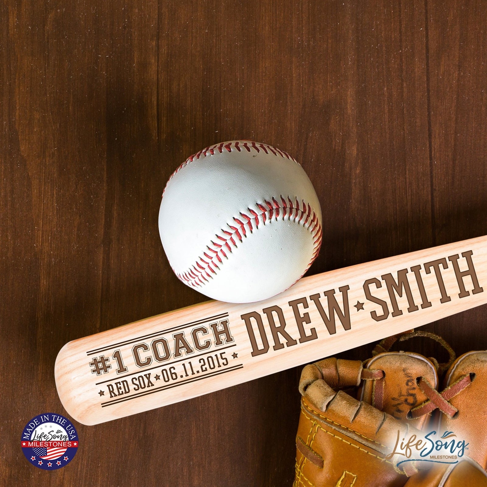 Personalized Unique Number One Coach Baseball Bat Shelf Décor - #1 Coach - LifeSong Milestones