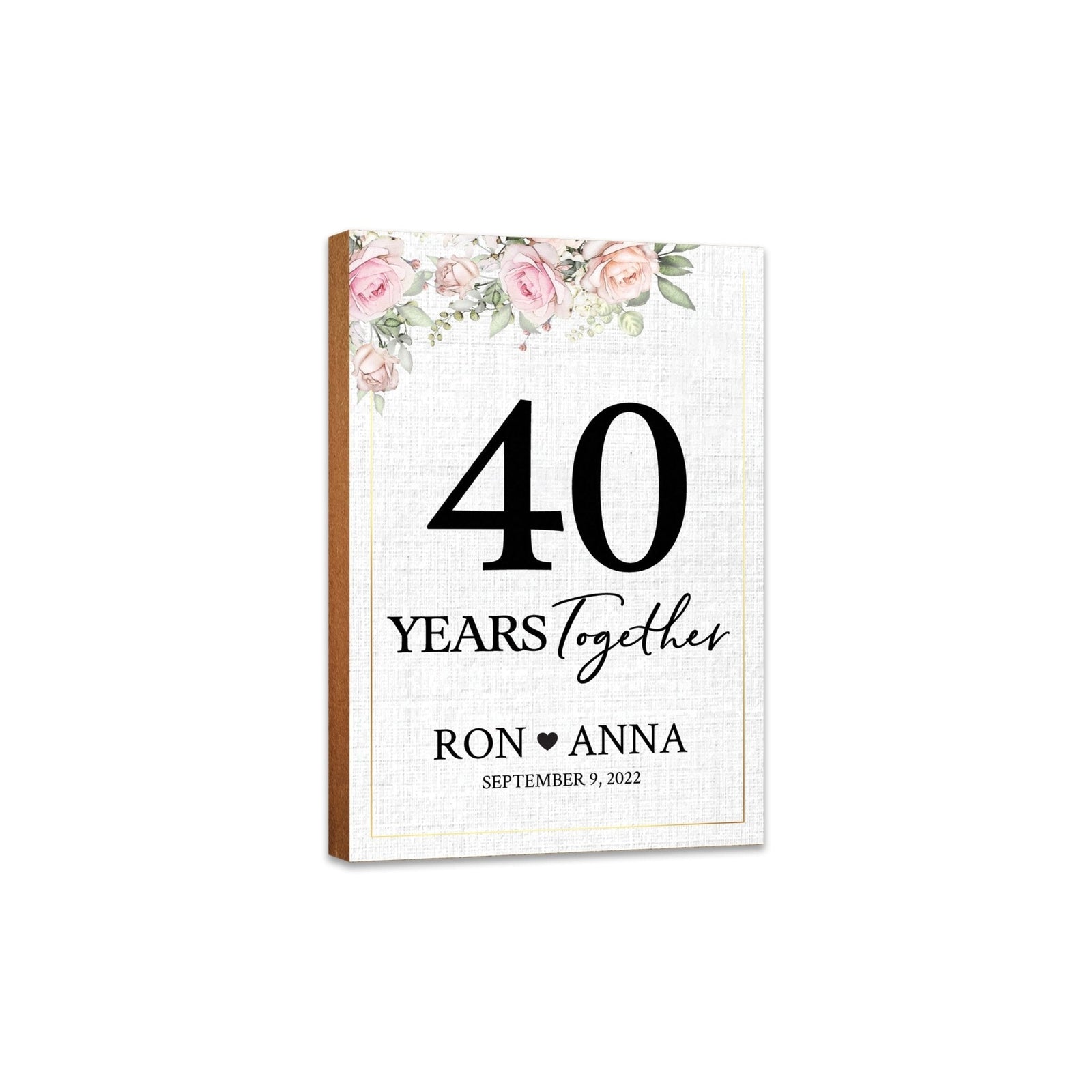 Personalized Unique Shelf Décor and Tabletop Signs Gifts for 40th Wedding Anniversary - LifeSong Milestones