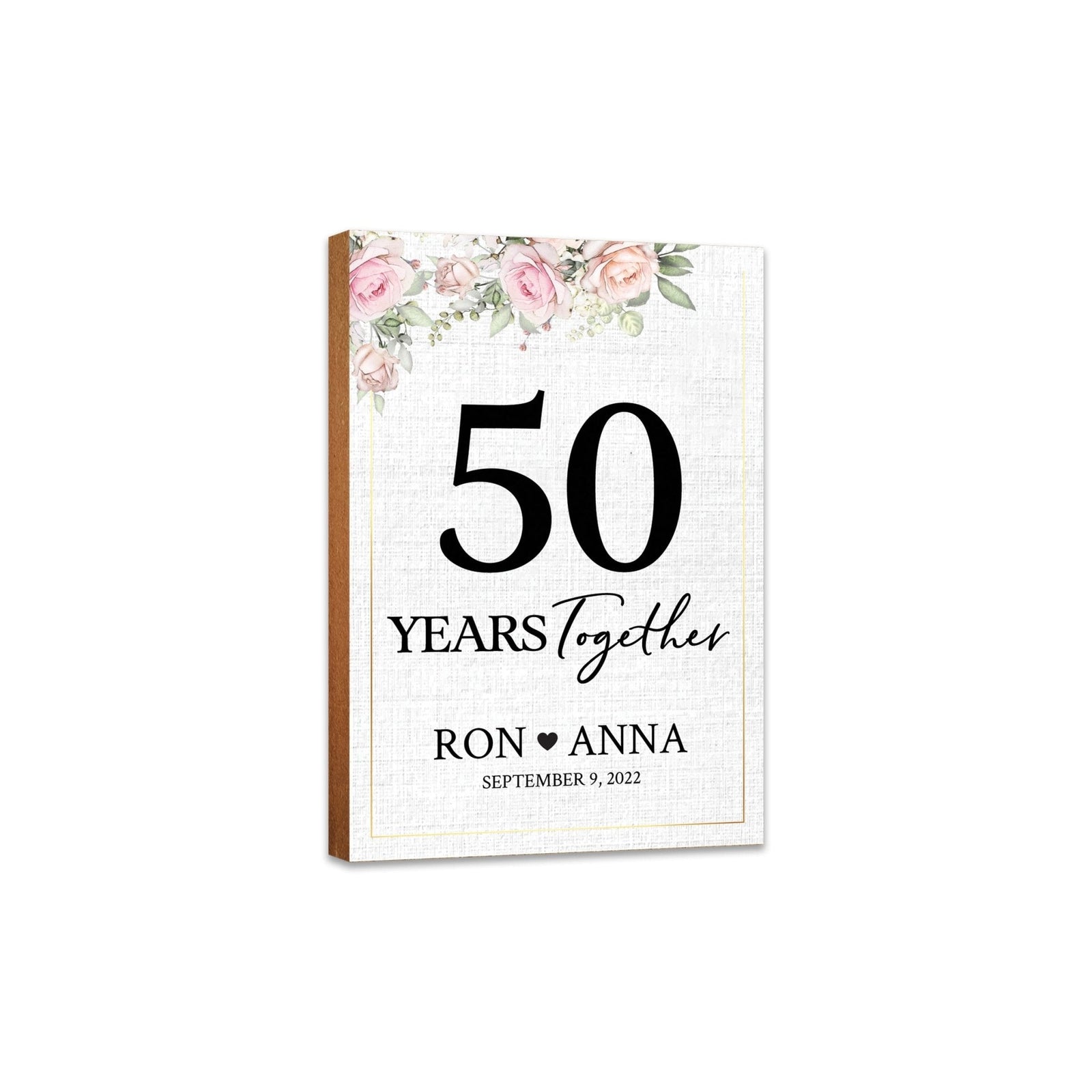 Personalized Unique Shelf Décor and Tabletop Signs Gifts for 50th Wedding Anniversary - LifeSong Milestones