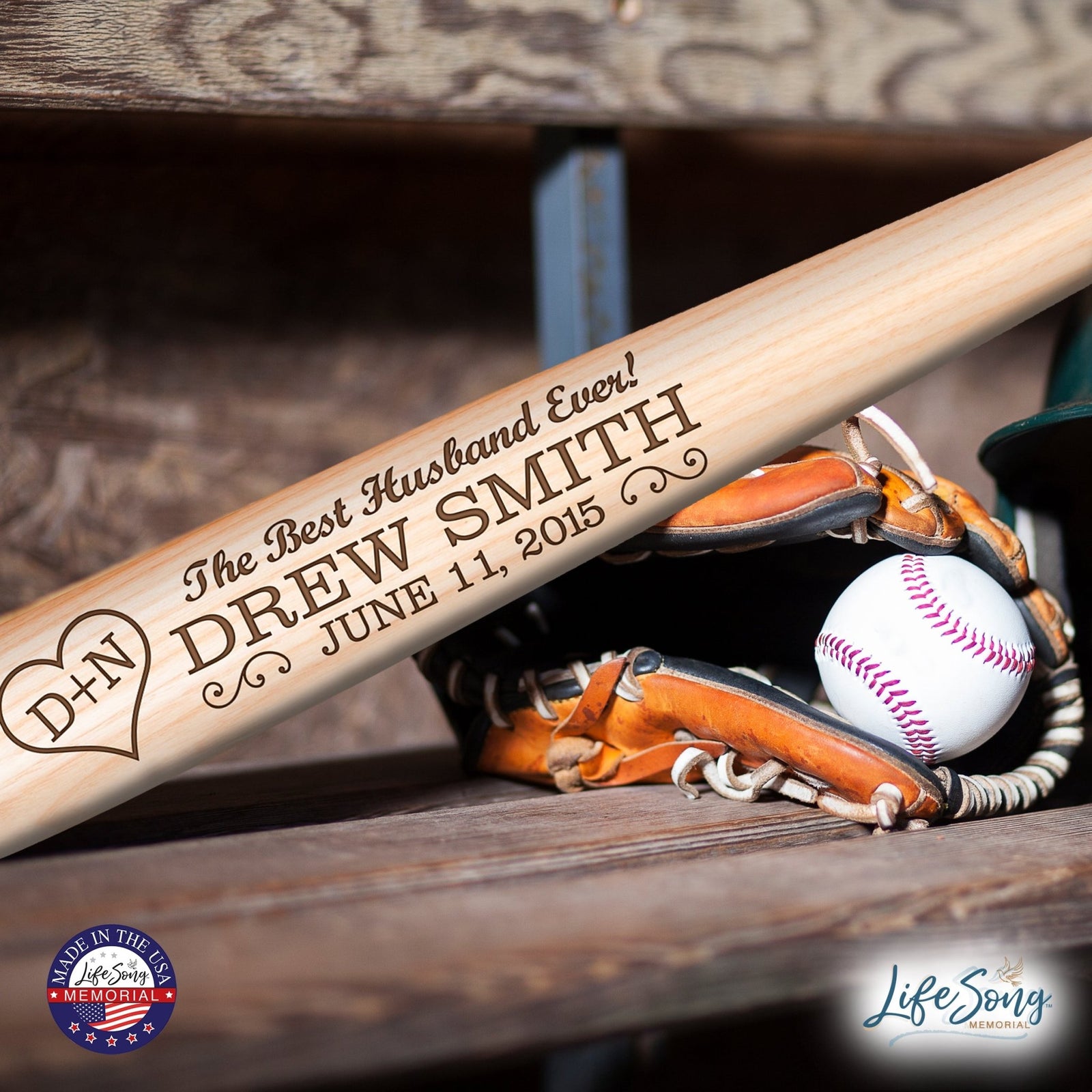 Personalized Unique Wedding Anniversary Baseball Bat - Best Husband Ever - LifeSong Milestones