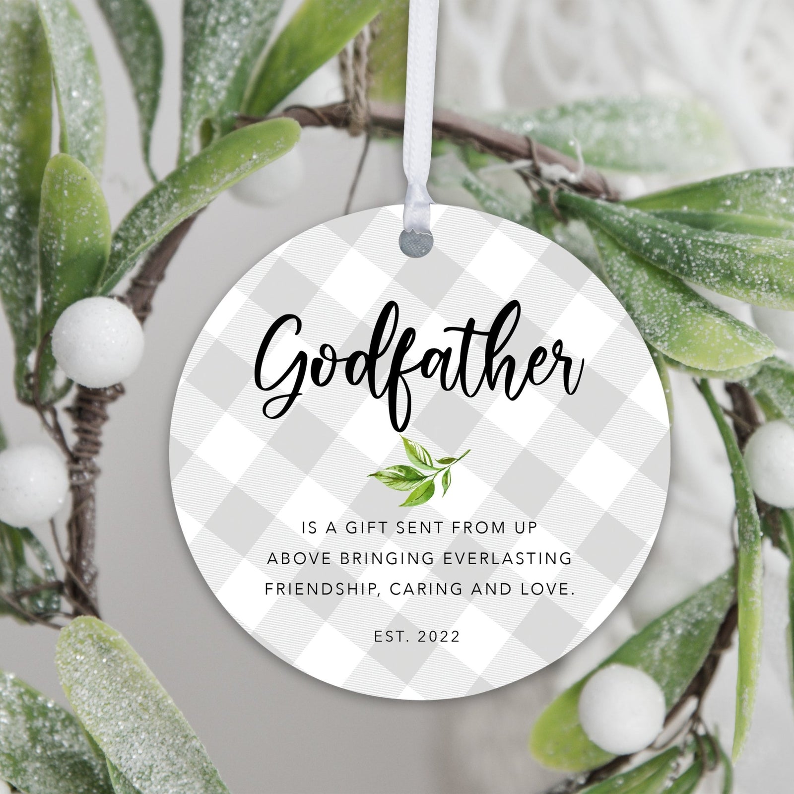 Personalized Unique Wooden Baptism Hanging Ornament Gift for Godfather - Is A Gift Sent From Above - LifeSong Milestones