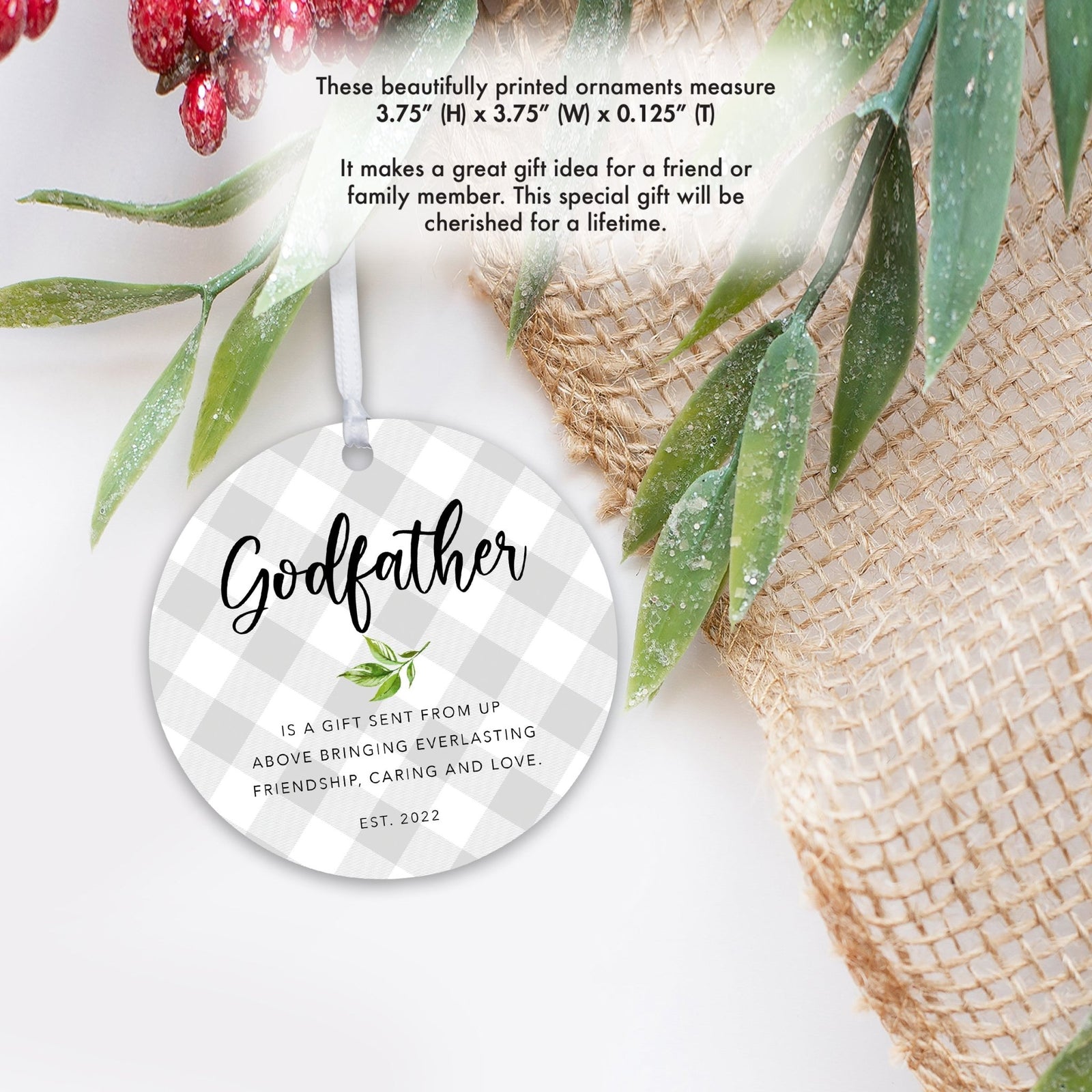 Personalized Unique Wooden Baptism Hanging Ornament Gift for Godfather - Is A Gift Sent From Above - LifeSong Milestones