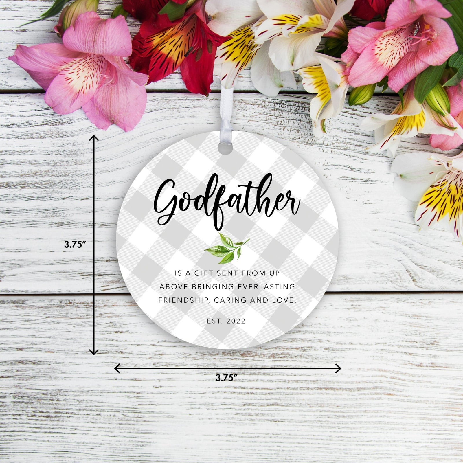 Personalized Unique Wooden Baptism Hanging Ornament Gift for Godfather - Is A Gift Sent From Above - LifeSong Milestones