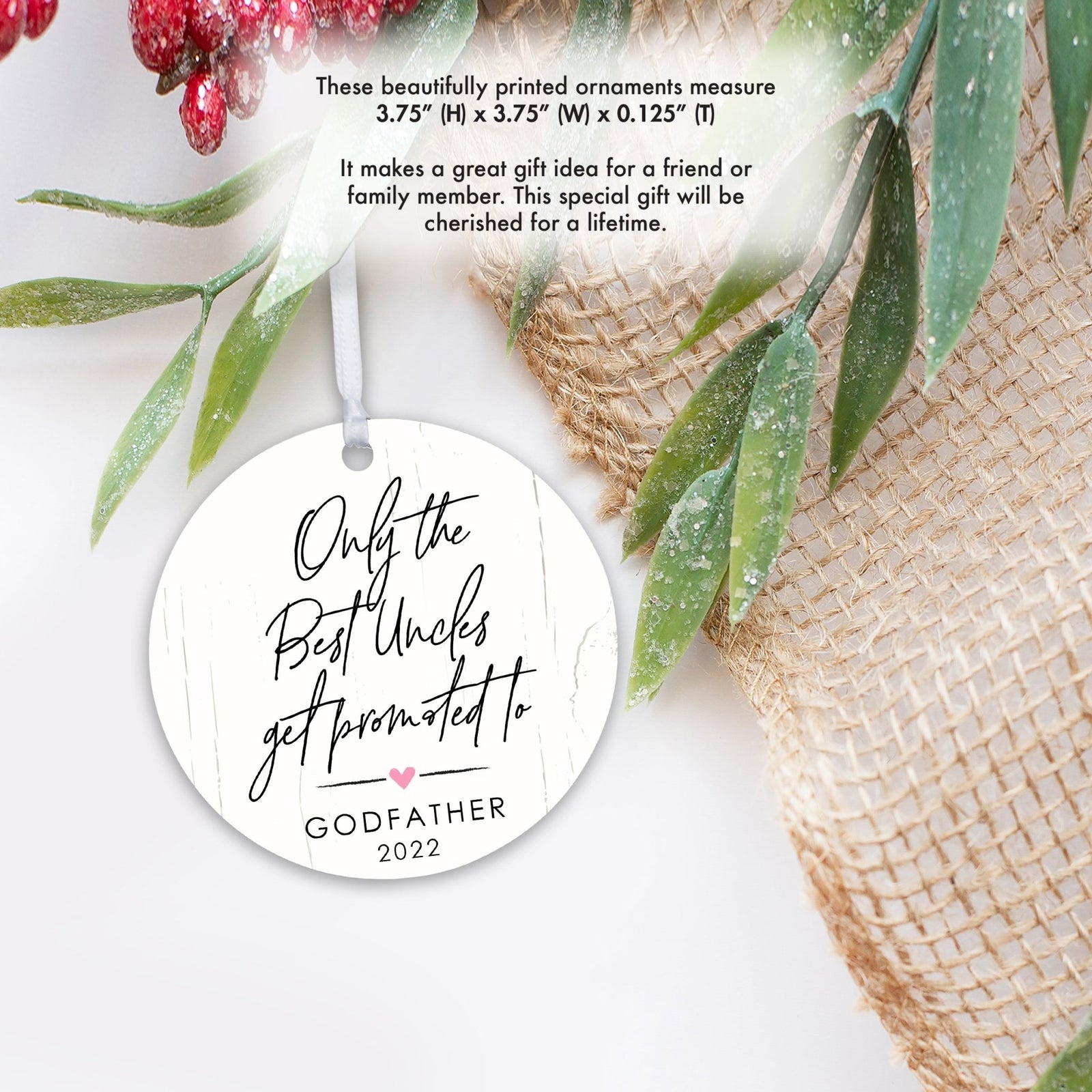 Personalized Unique Wooden Baptism Hanging Ornament Gift for Godfather - Only The Best Uncles - LifeSong Milestones