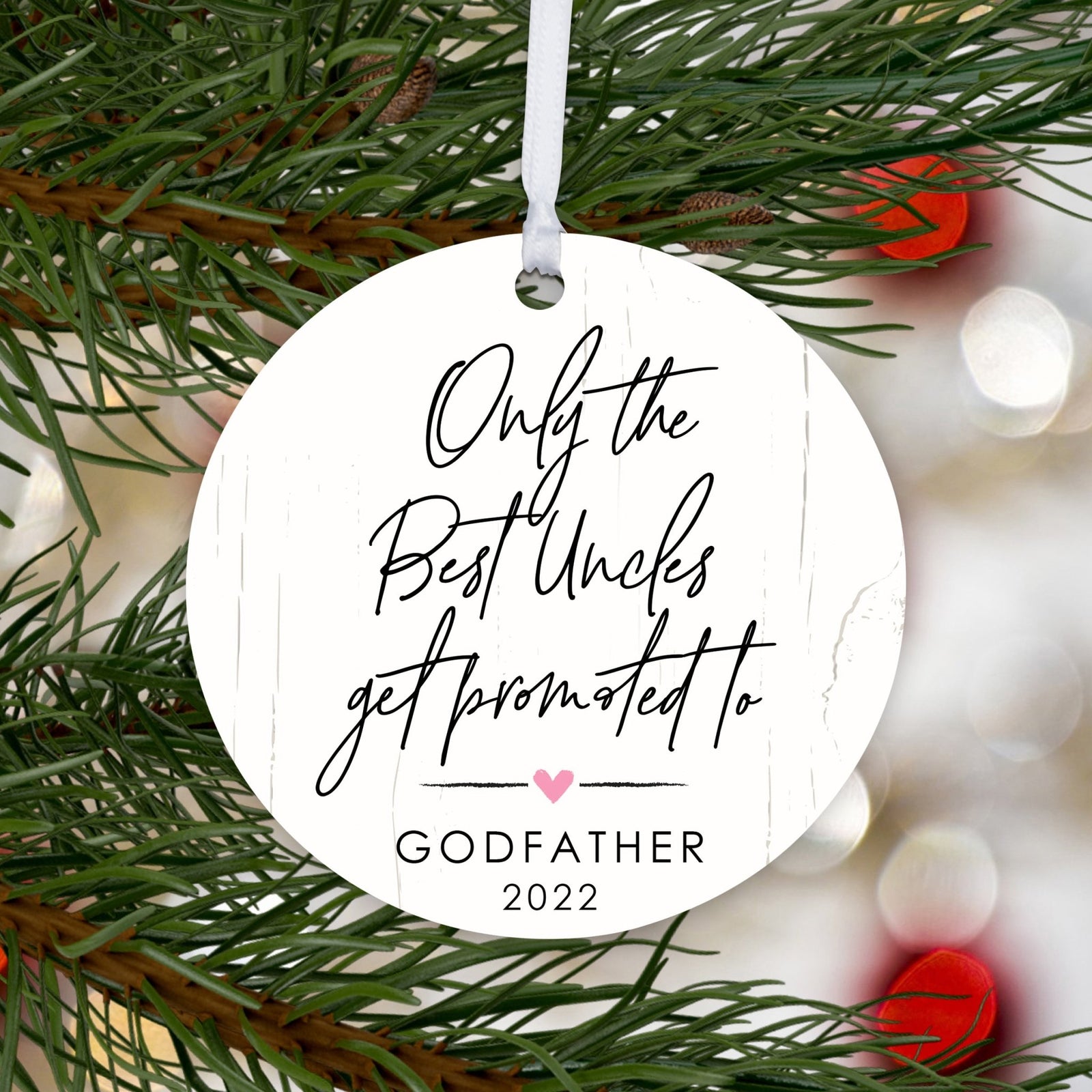 Personalized Unique Wooden Baptism Hanging Ornament Gift for Godfather - Only The Best Uncles - LifeSong Milestones