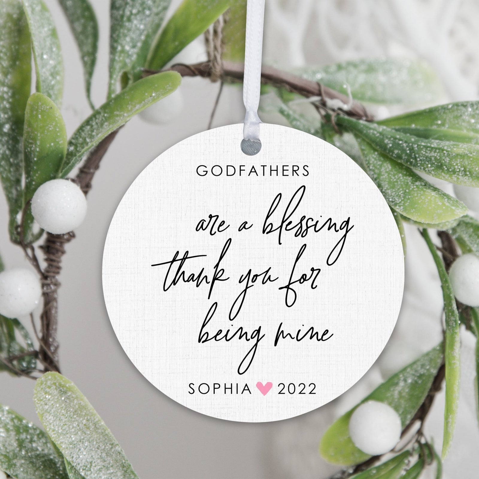 Personalized Unique Wooden Baptism Hanging Ornament Gift for Godfather - Thank You For Being Mine - LifeSong Milestones