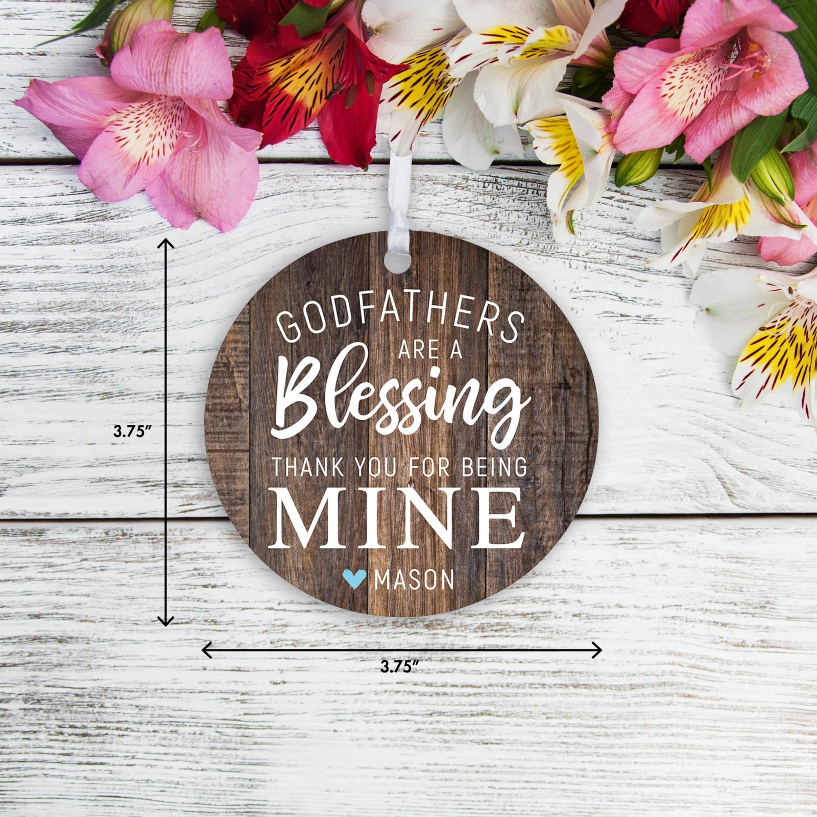 Personalized Unique Wooden Baptism Hanging Ornament Gift for Godfather - Thank You For Being Mine - LifeSong Milestones