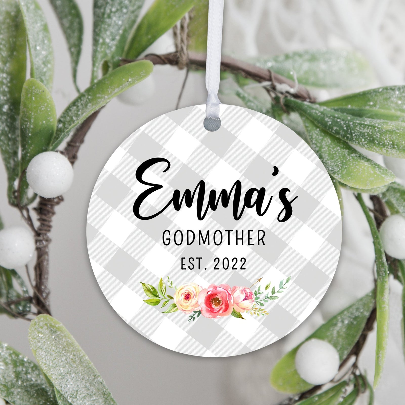 Personalized Unique Wooden Baptism Ornament Gift for Godmother - LifeSong Milestones